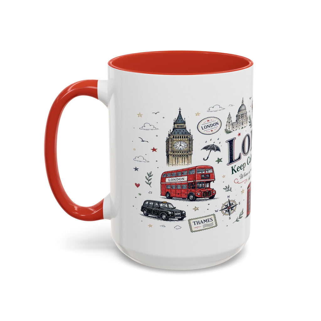 London Coffee Mug | England Souvenir Travel Gift | Accent Color Ceramic 11oz 15oz