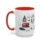 London Coffee Mug | England Souvenir Travel Gift | Accent Color Ceramic 11oz 15oz