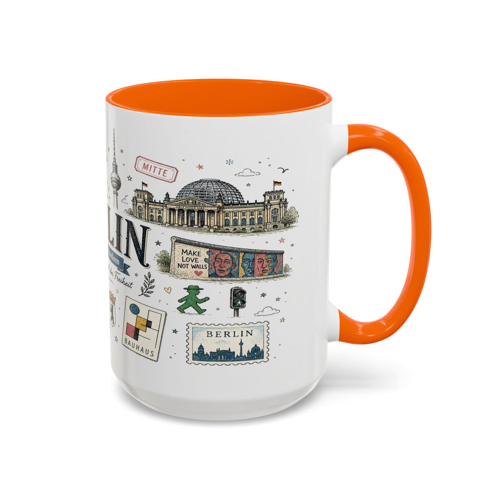 Berlin Coffee Mug | Germany Souvenir Travel Gift | Accent Color Ceramic 11oz 15oz