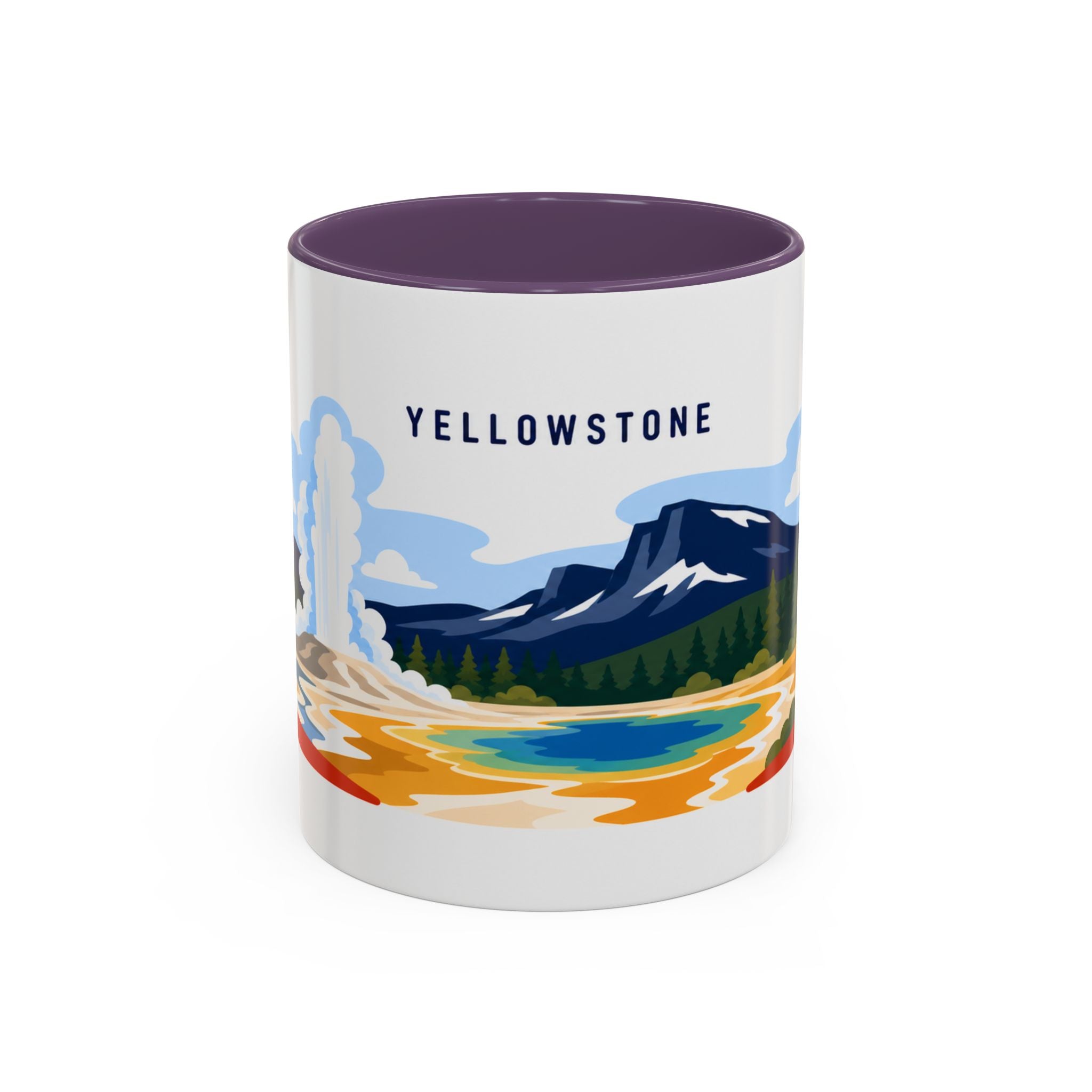 Yellowstone Coffee Mug | Travel Destination Souvenir Gift | Accent Color Ceramic 11oz 15oz