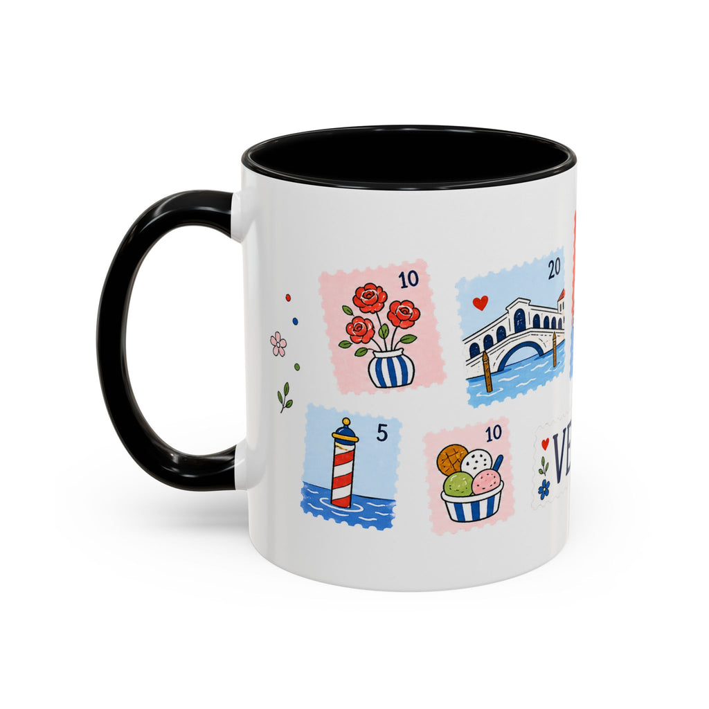 Venice Coffee Mug | Postage Stamp Collage Mug | Travel Souvenir Accent Cup 11oz 15oz