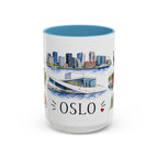 Oslo Illustrated Travel Mug | City Souvenir Accent Coffee Mug | 11oz 15oz Ceramic Cup