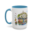 Dinant Illustrated Travel Mug | Belgium Souvenir Accent Coffee Mug | 11oz 15oz Ceramic Cup