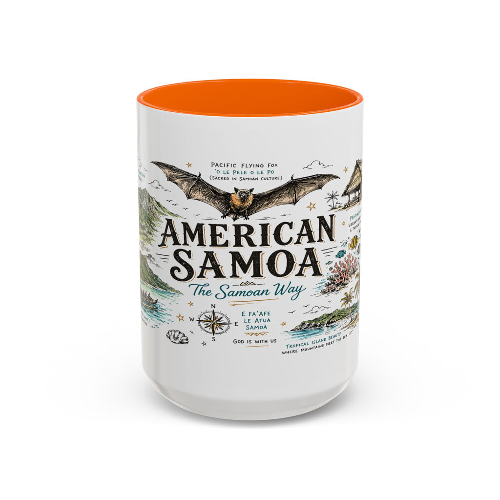 American Samoa National Park Coffee Mug | Pacific Island Rainforest Reef Gift | Accent Color Ceramic 11oz 15oz