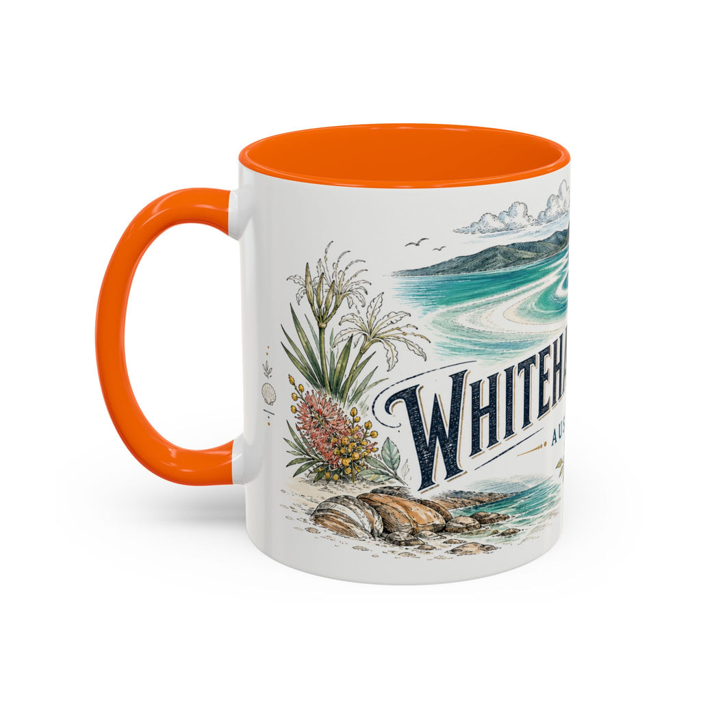 Whitehaven Beach Mug, Australia Travel Souvenir, Bucket List Gift, Accent Ceramic Coffee Mug 11oz 15oz