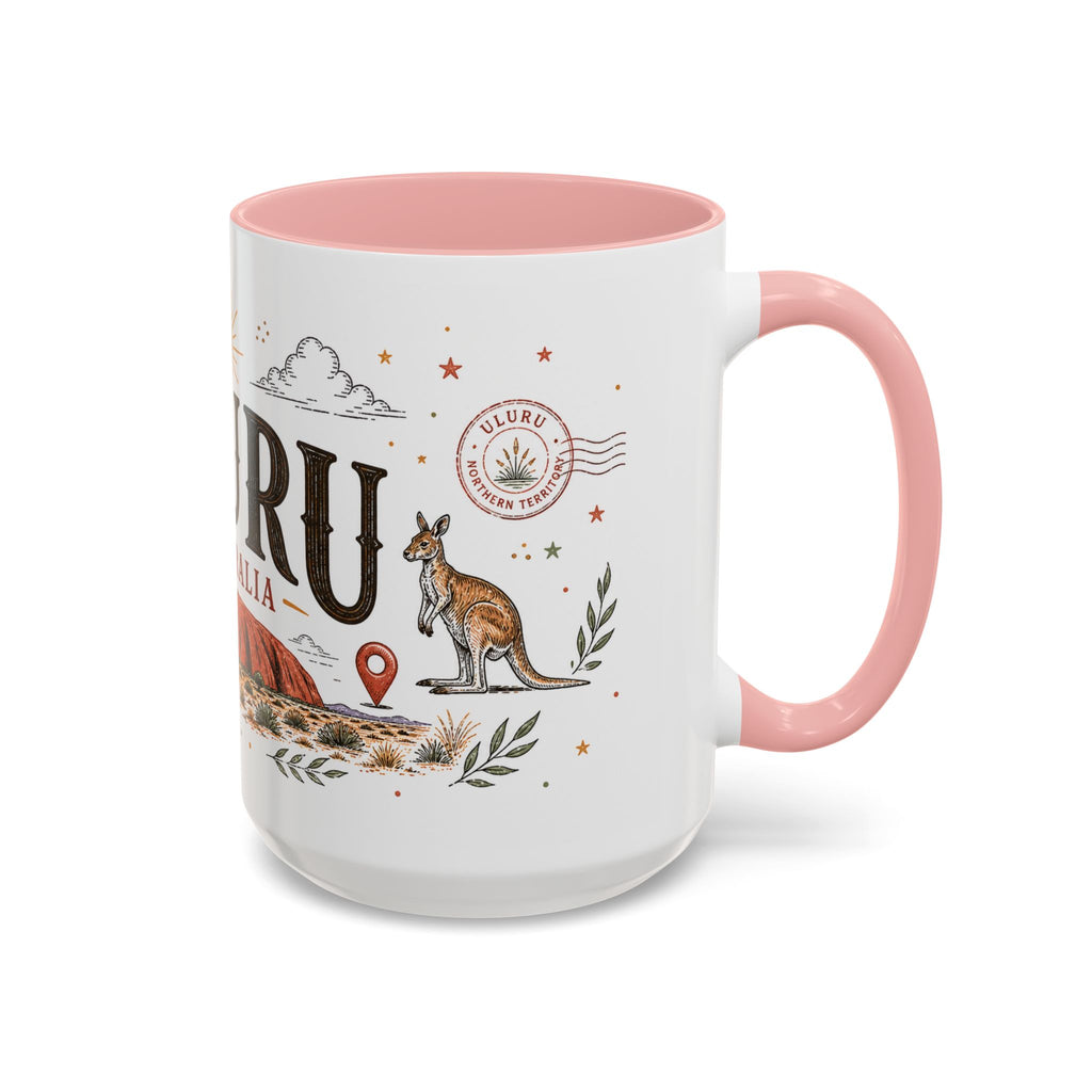 Uluru Coffee Mug | Travel Destination Souvenir Gift | Accent Color Ceramic 11oz 15oz