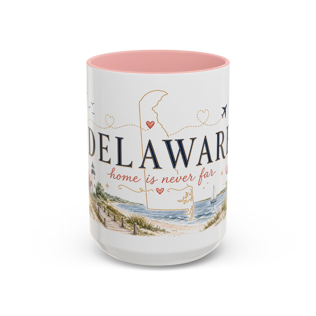 Delaware State Map Mug | Botanical Beach Accent Coffee Cup (11oz/15oz)