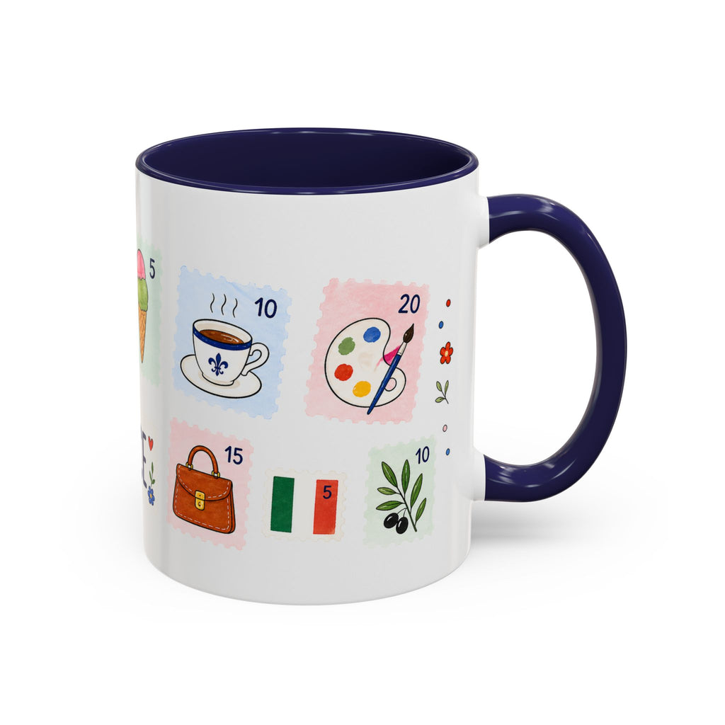 Florence Coffee Mug | Postage Stamp Collage Mug | Travel Souvenir Accent Cup 11oz 15oz
