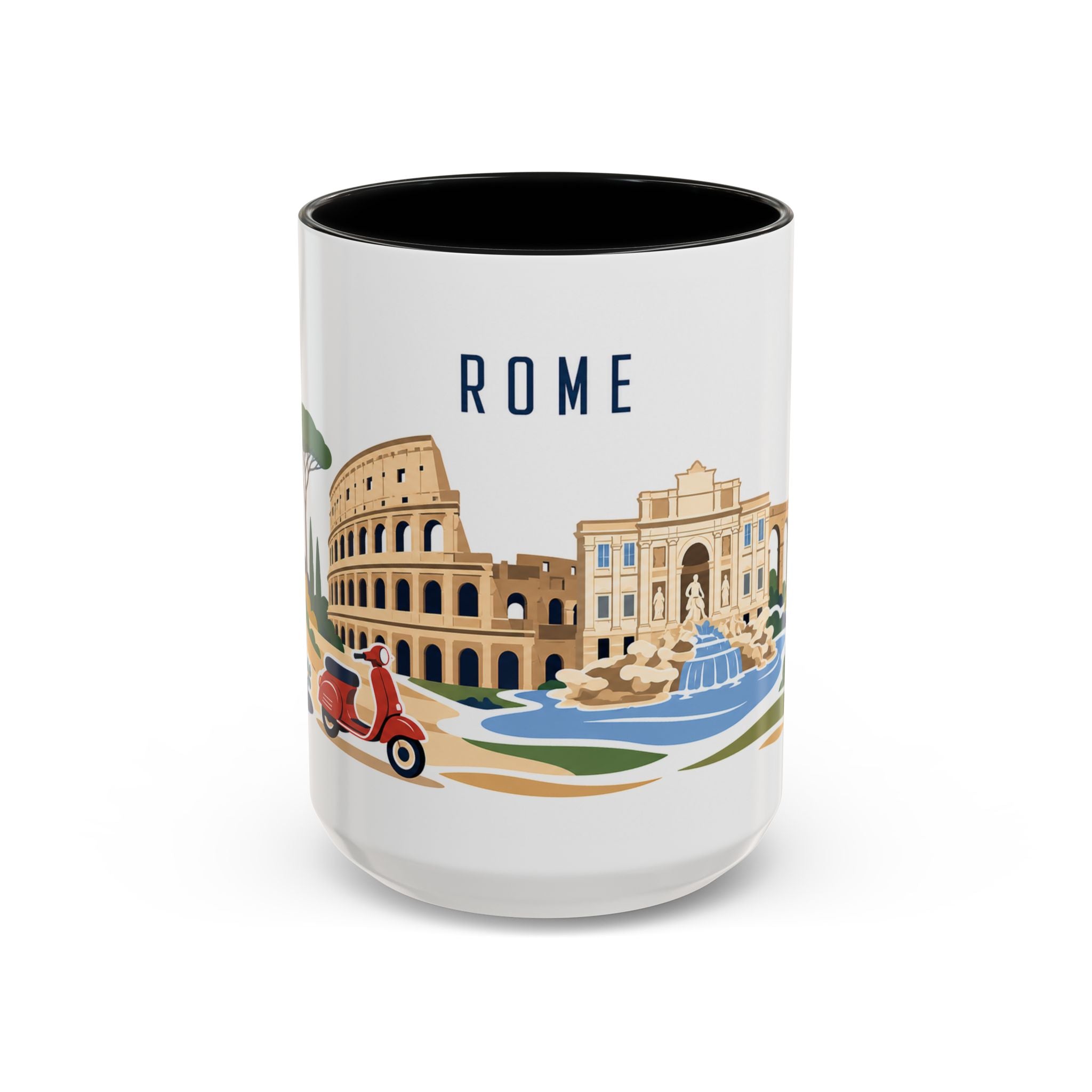 Rome Coffee Mug | Italy Travel Souvenir | Porcelain Decal City Gift | 11oz 15oz Accent Mug