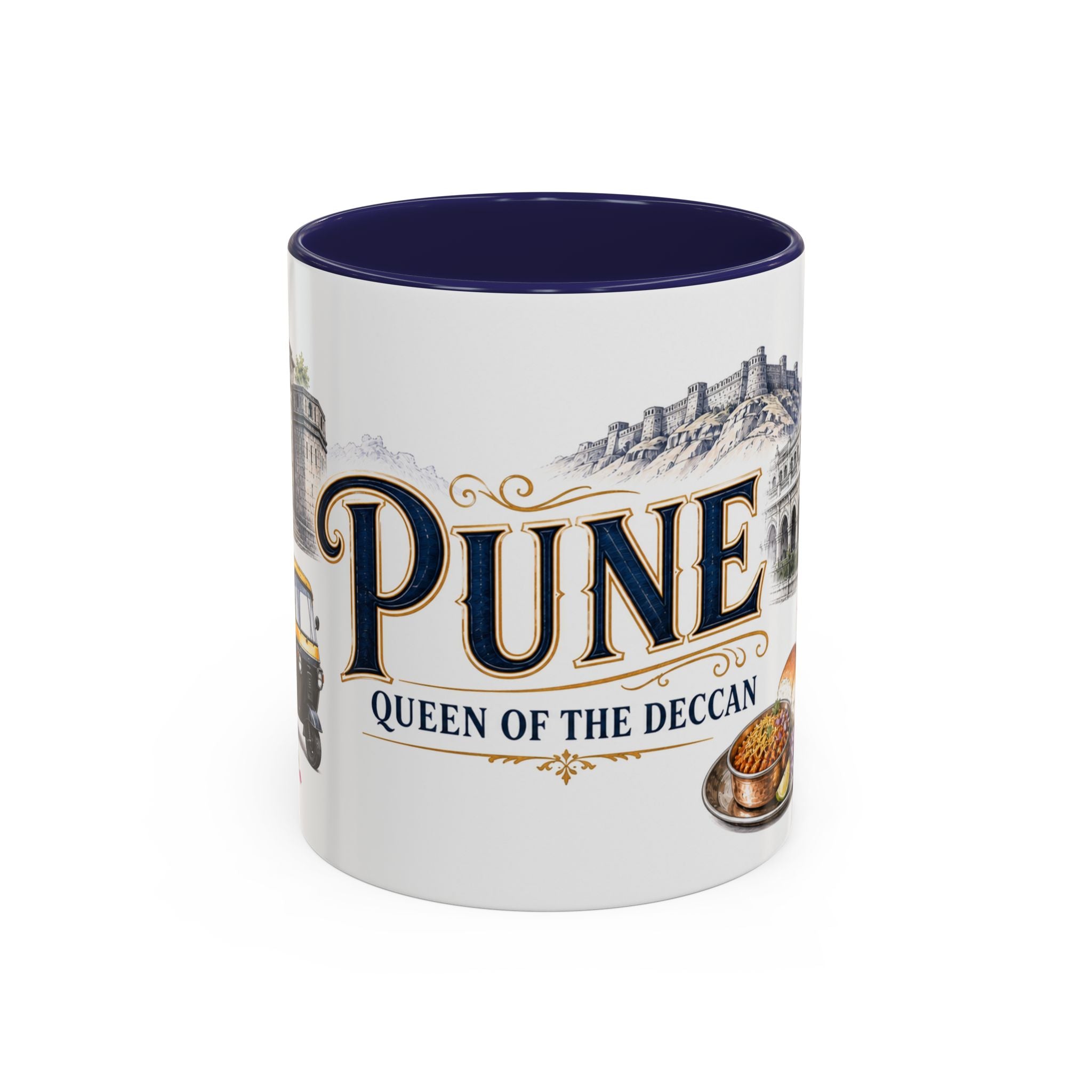 Pune Coffee Mug | India Travel Souvenir | Vintage Illustrated City Gift | 11 oz 15 oz Accent Mug