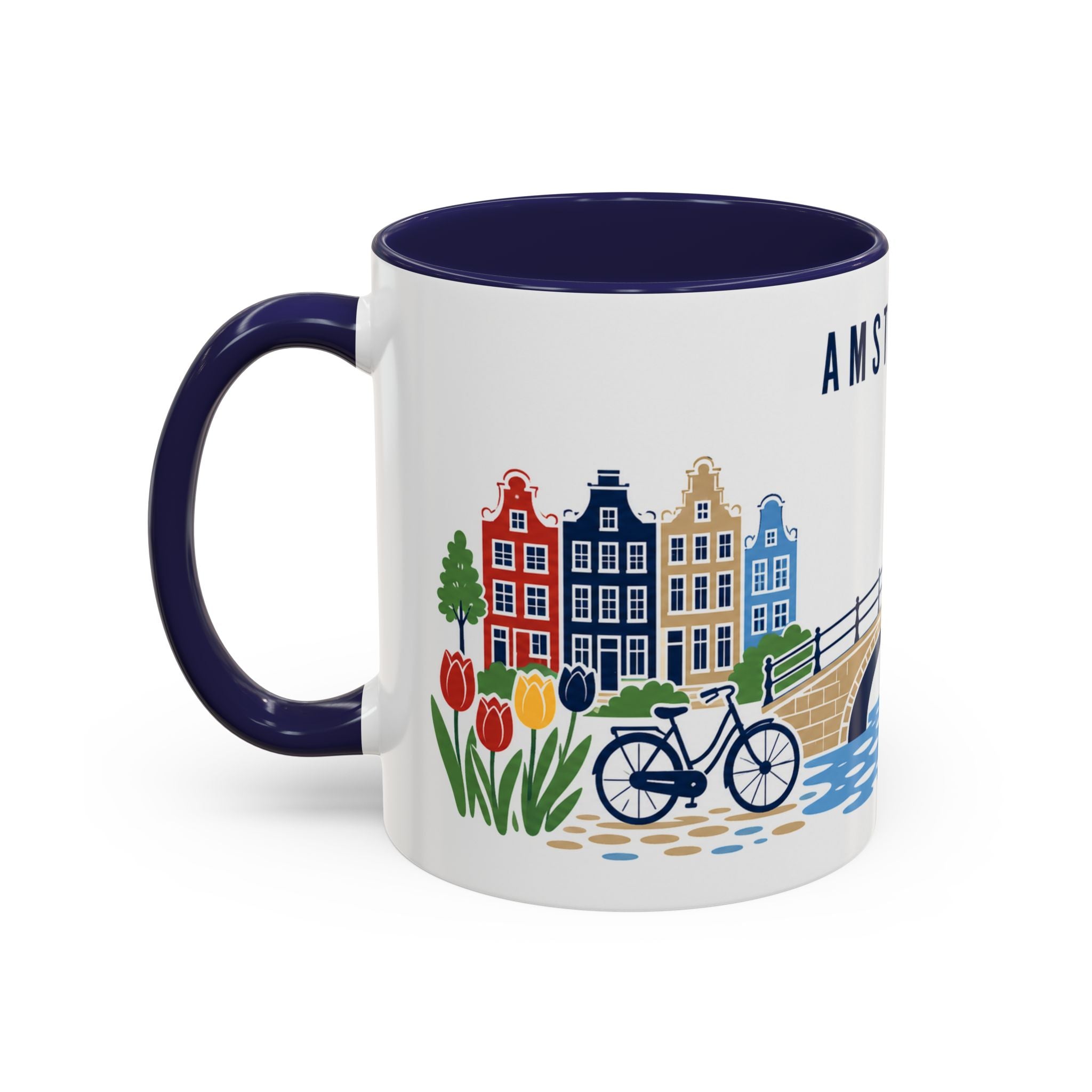 Amsterdam Coffee Mug | Netherlands Travel Souvenir | Porcelain Decal City Gift | 11oz 15oz Accent Mug