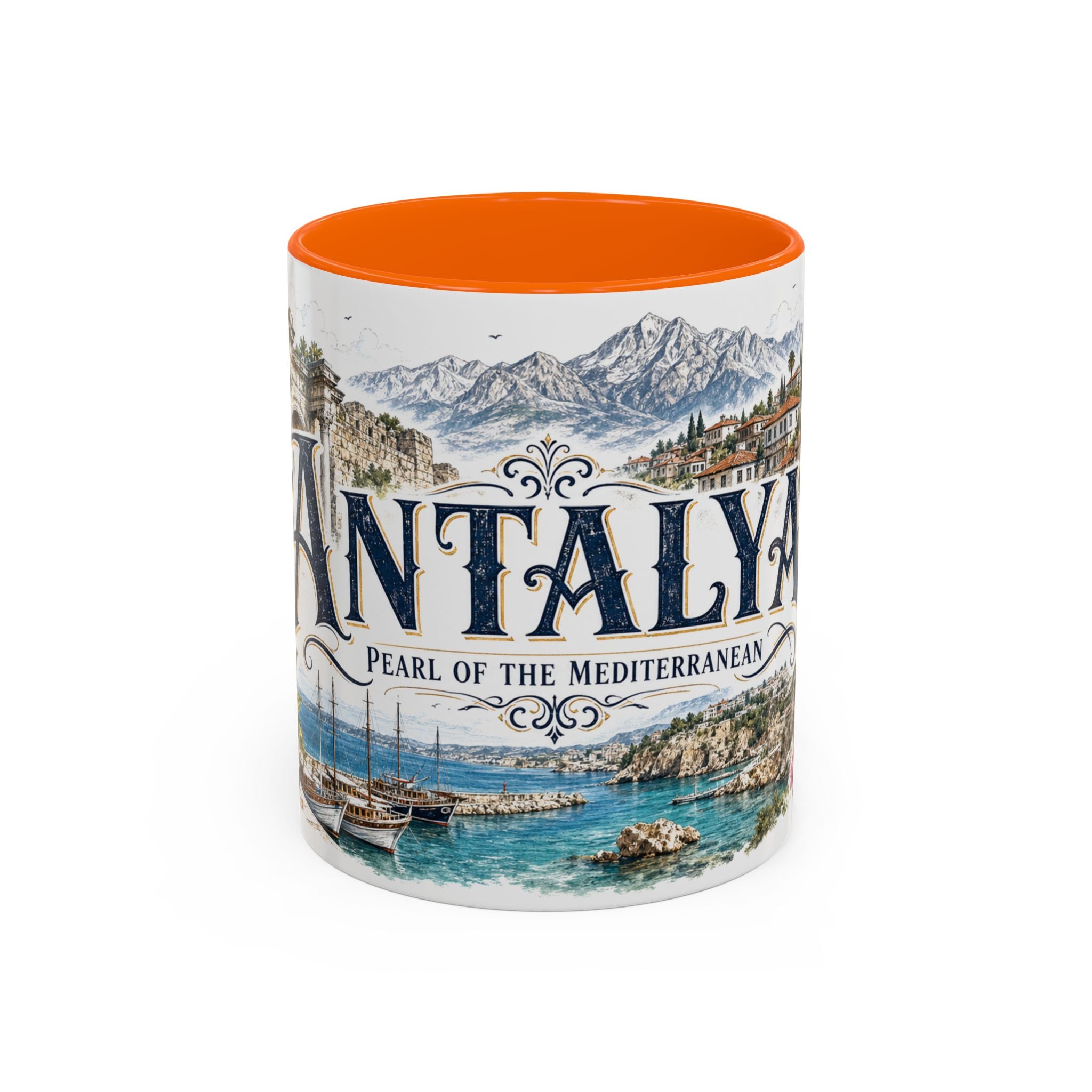 Antalya Coffee Mug | Turkey Travel Souvenir | Vintage Illustrated City Gift | 11 oz 15 oz Accent Mug