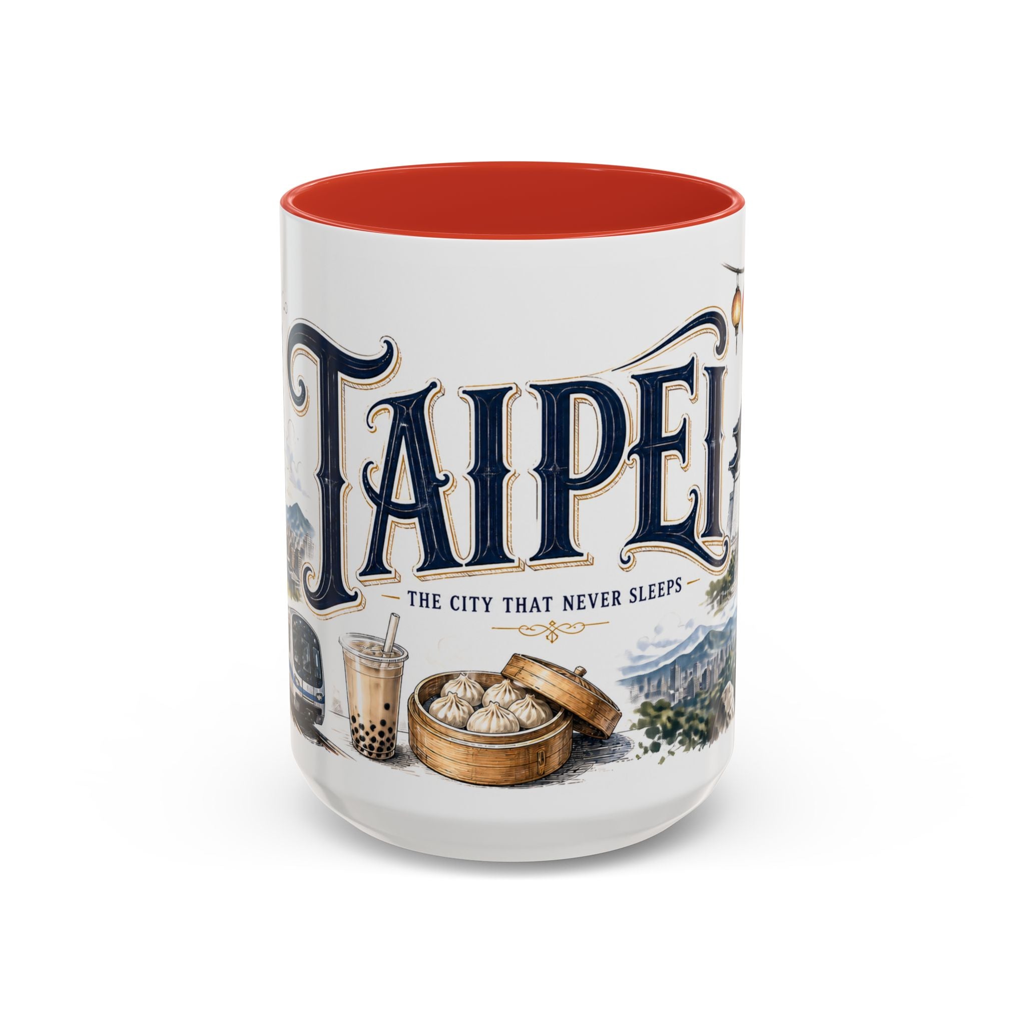 Taipei Coffee Mug | Taiwan Travel Souvenir | Vintage Illustrated City Gift | 11 oz 15 oz Accent Mug