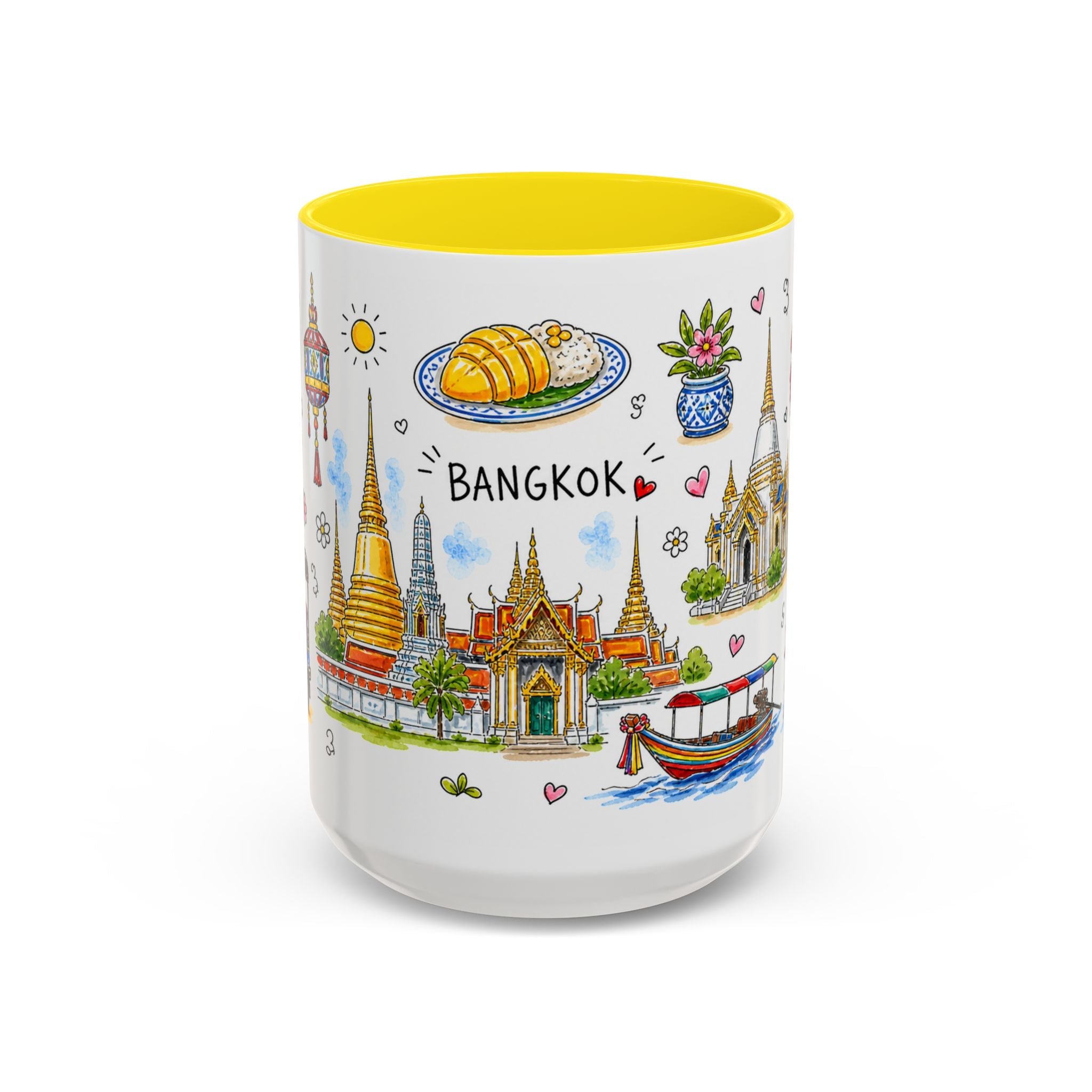 Bangkok Illustrated Travel Mug | City Souvenir Accent Coffee Mug | 11oz 15oz Ceramic Cup