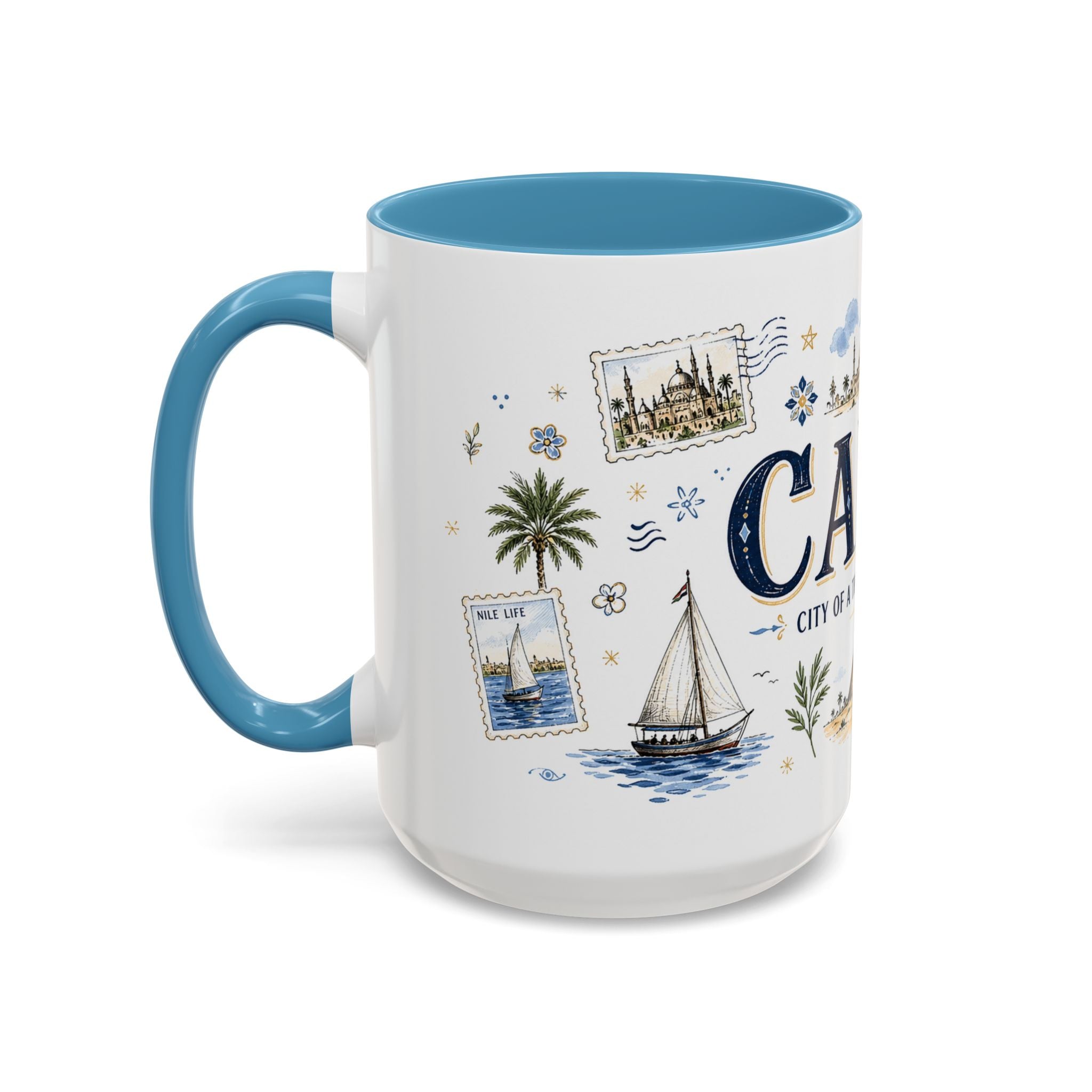 Cairo Coffee Mug | Egypt Souvenir Travel Gift | Accent Color Ceramic 11oz 15oz