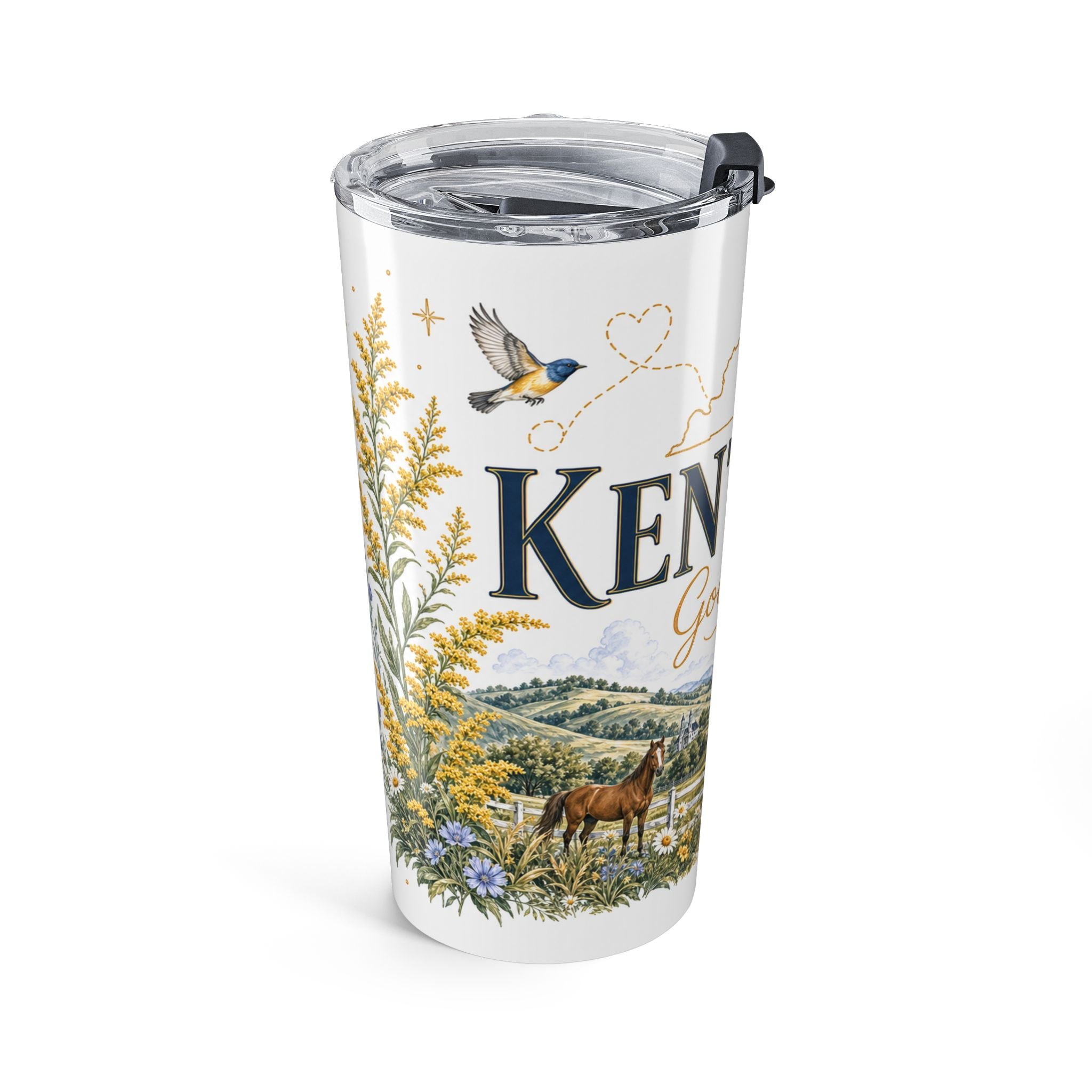 Kentucky State Flower 20oz Tumbler | Goldenrod Botanical State Flower Gift | Insulated Stainless Steel Travel Cup