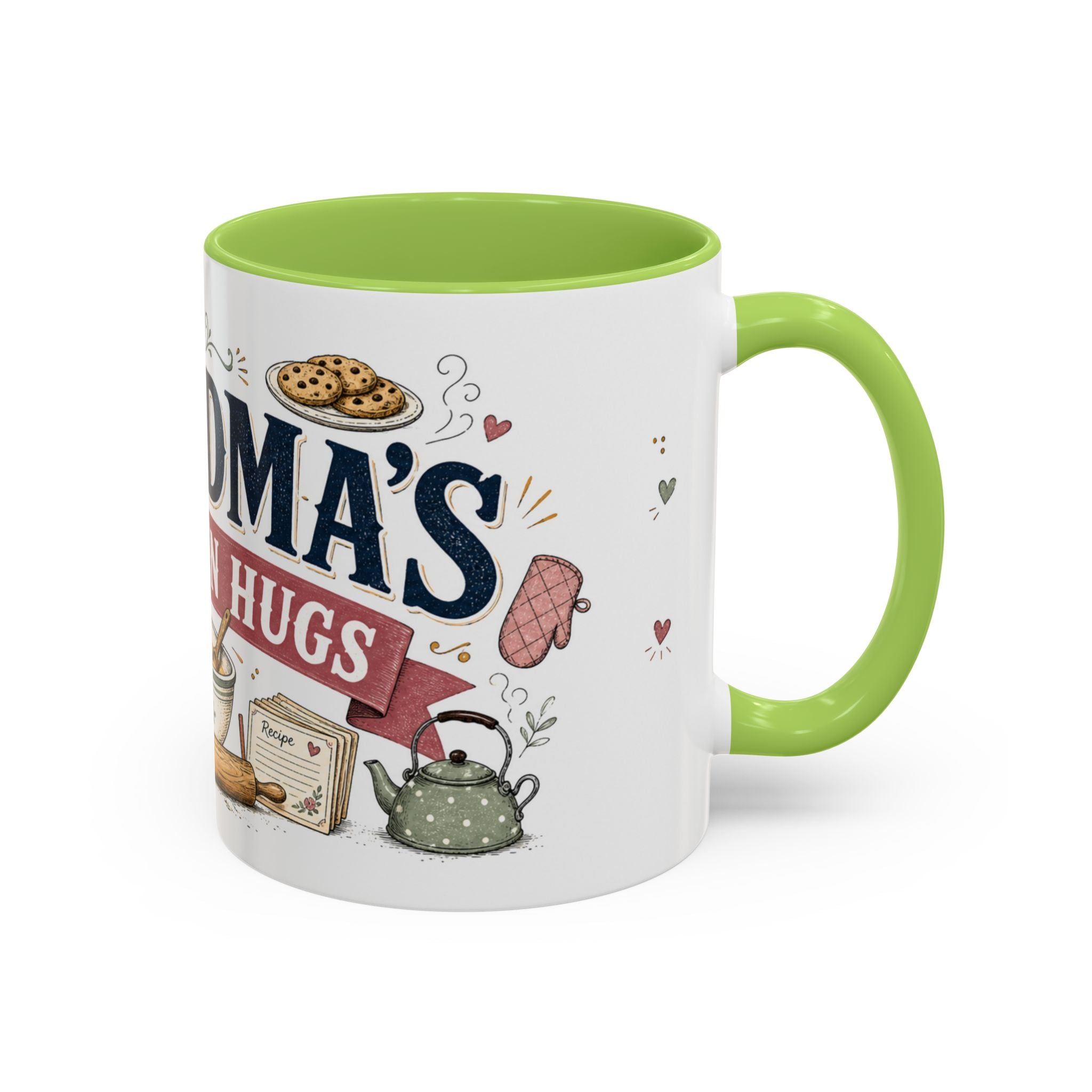 Grandma's Kitchen Hugs Coffee Mug | Gift From Grandkids | Accent Color Ceramic 11oz 15oz