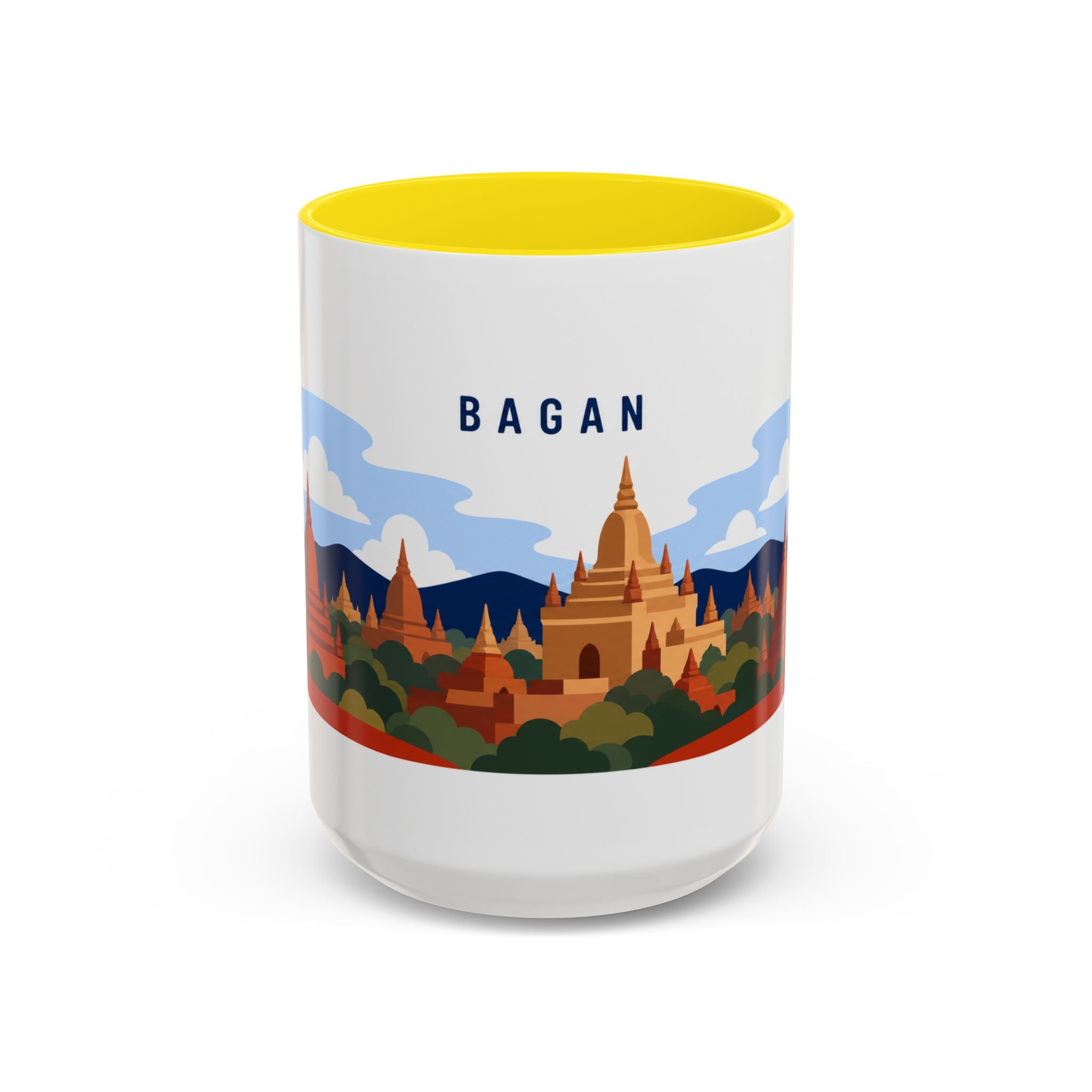 Bagan Coffee Mug | Travel Destination Souvenir Gift | Accent Color Ceramic 11oz 15oz
