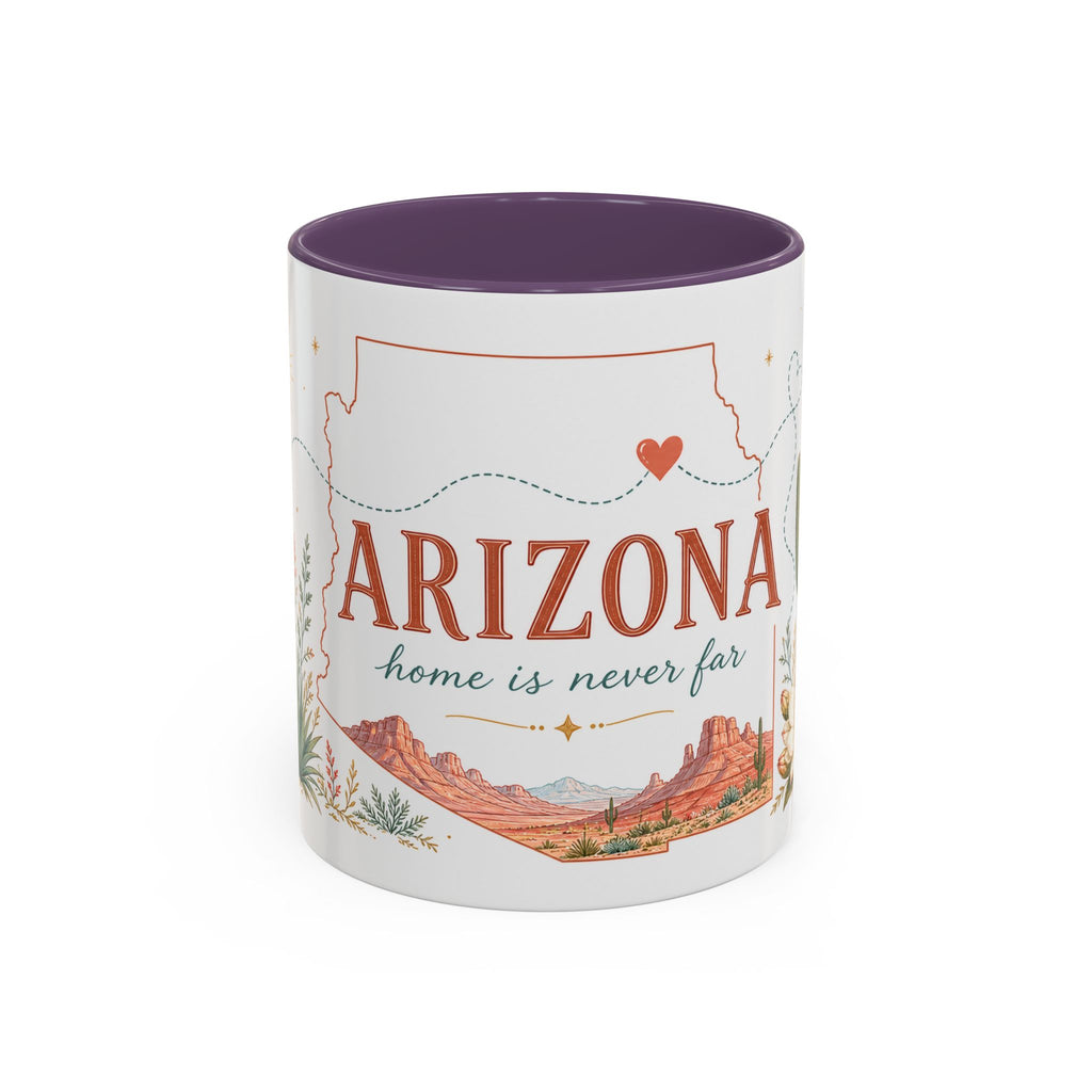Arizona State Map Mug | Desert Landscape, Botanical Accents, Homesick Gift