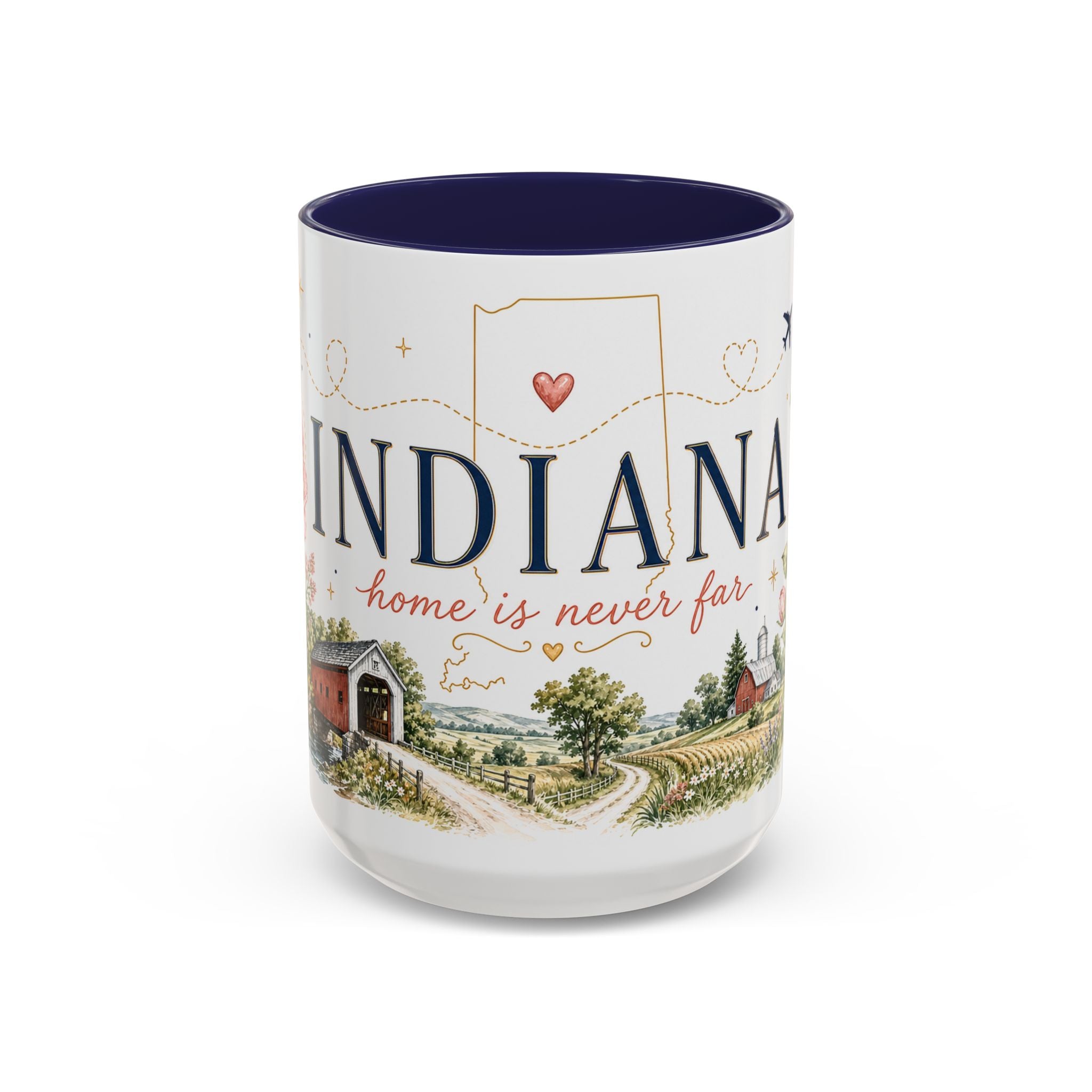 Indiana State Mug | Moving Away, Long Distance Friendship Gift | Botanical Map Accent Cup