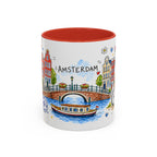 Amsterdam Travel Mug | European City Souvenir Accent Coffee Mug | 11oz 15oz Ceramic Cup