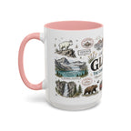 Glacier Coffee Mug | National Park Hiking Montana Gift | Accent Color Ceramic 11oz 15oz