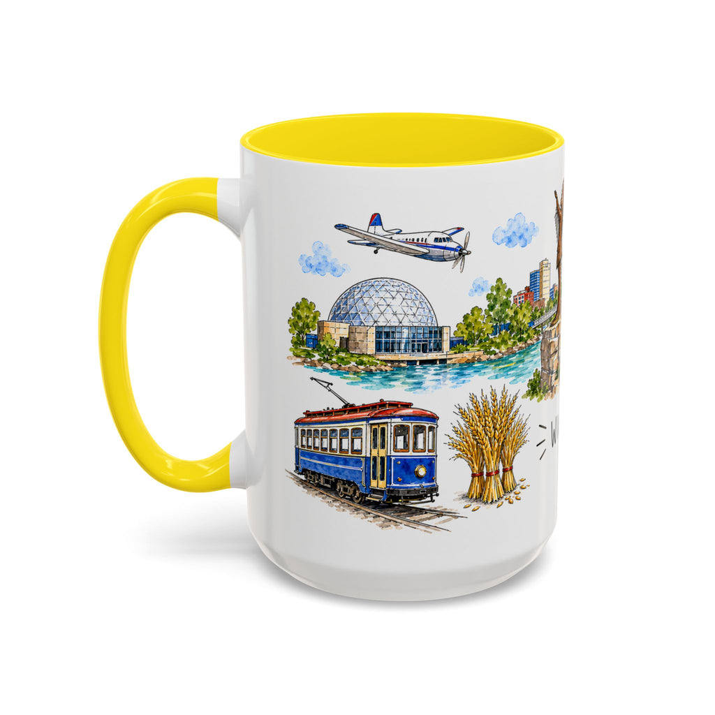 Wichita Illustrated Travel Mug | City Souvenir Accent Coffee Mug | 11oz 15oz Ceramic Cup