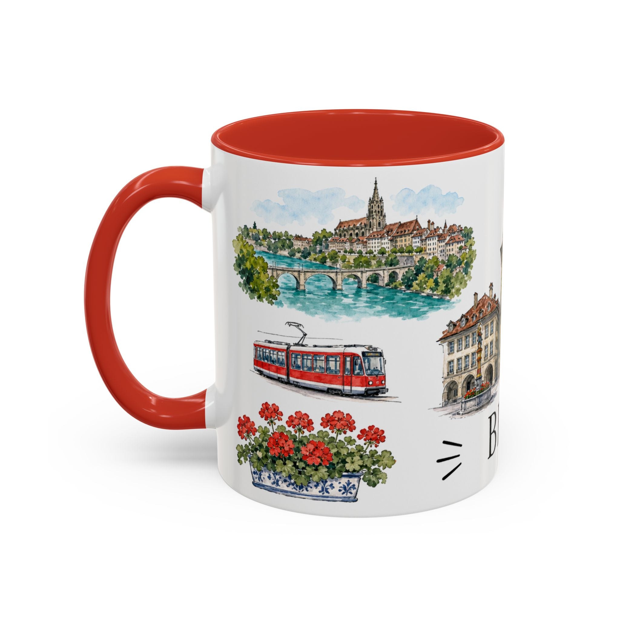 Bern Illustrated Travel Mug | City Souvenir Accent Coffee Mug | 11oz 15oz Ceramic Cup