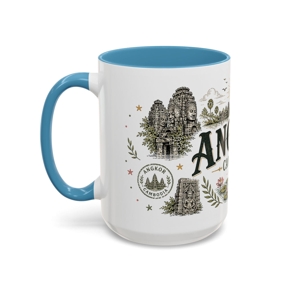 Angkor Coffee Mug | Travel Destination Souvenir Gift | Accent Color Ceramic 11oz 15oz