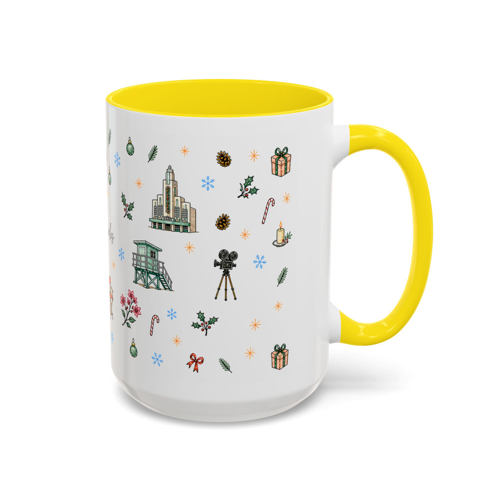 Los Angeles Christmas Mug | Watercolor City Souvenir | Ceramic Coffee Cup (11oz or 15oz)