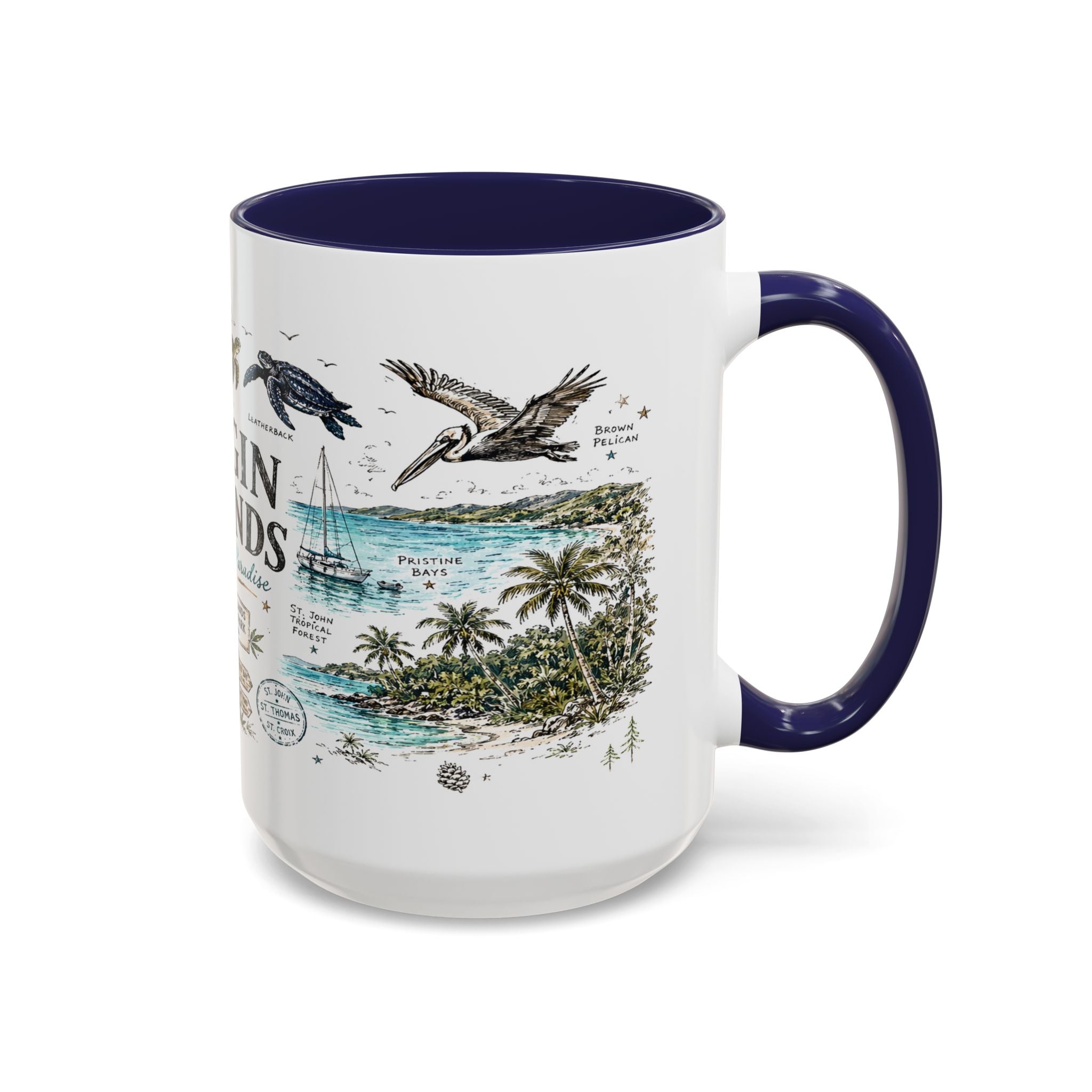 Virgin Islands National Park Coffee Mug | Caribbean Beach Snorkeling Reef Gift | Accent Color Ceramic 11oz 15oz