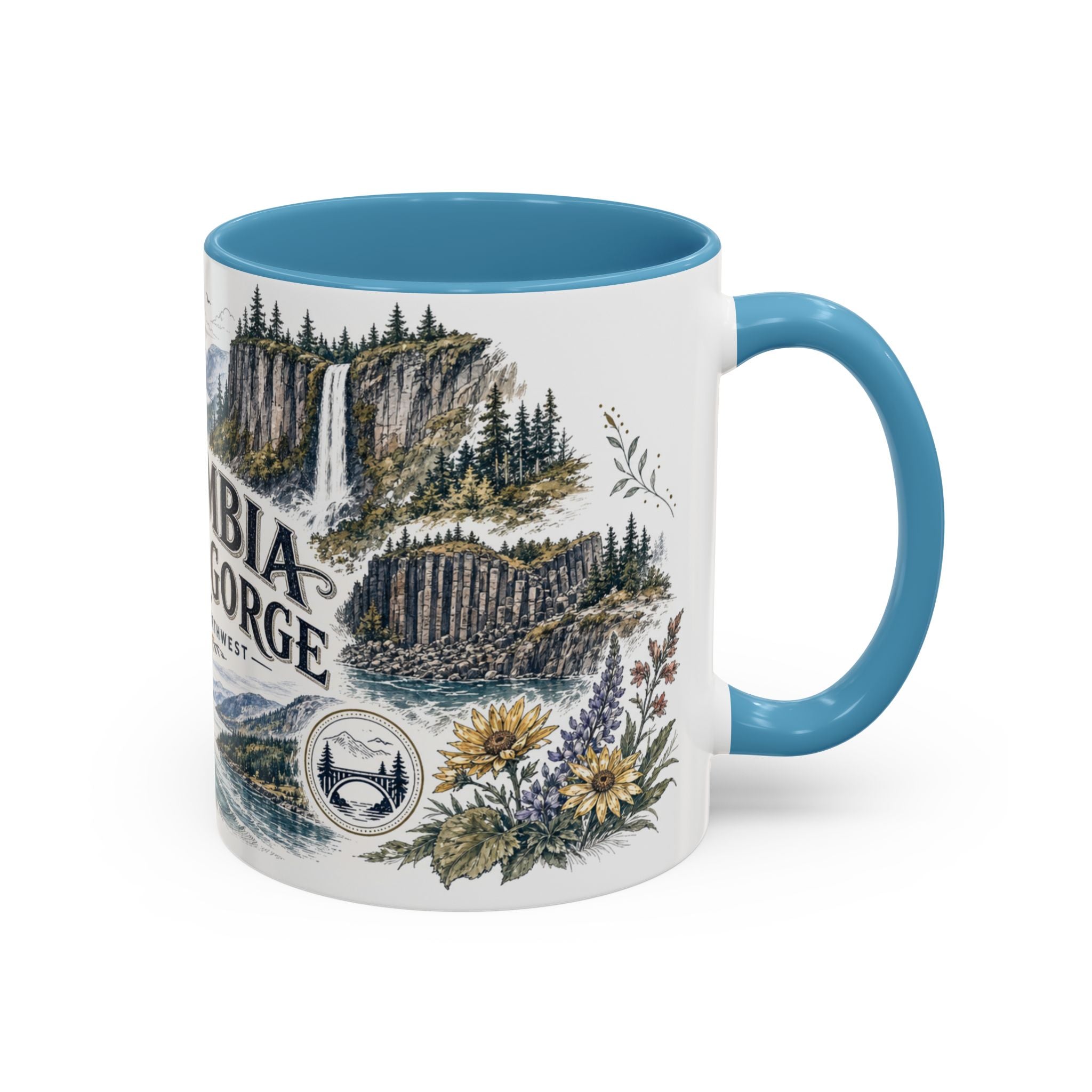 Columbia River Gorge Mug, Pacific Northwest Travel Souvenir, Bucket List Gift, Accent Ceramic Coffee Mug 11oz 15oz