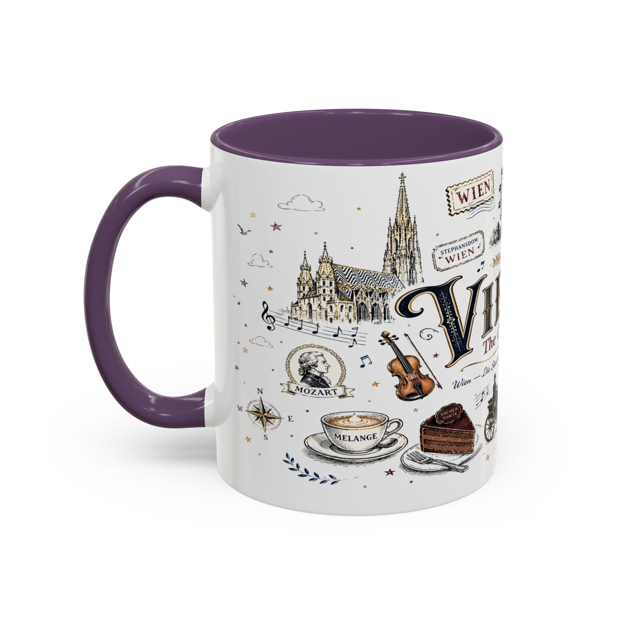 Vienna Coffee Mug | Austria Souvenir Travel Gift | Accent Color Ceramic 11oz 15oz