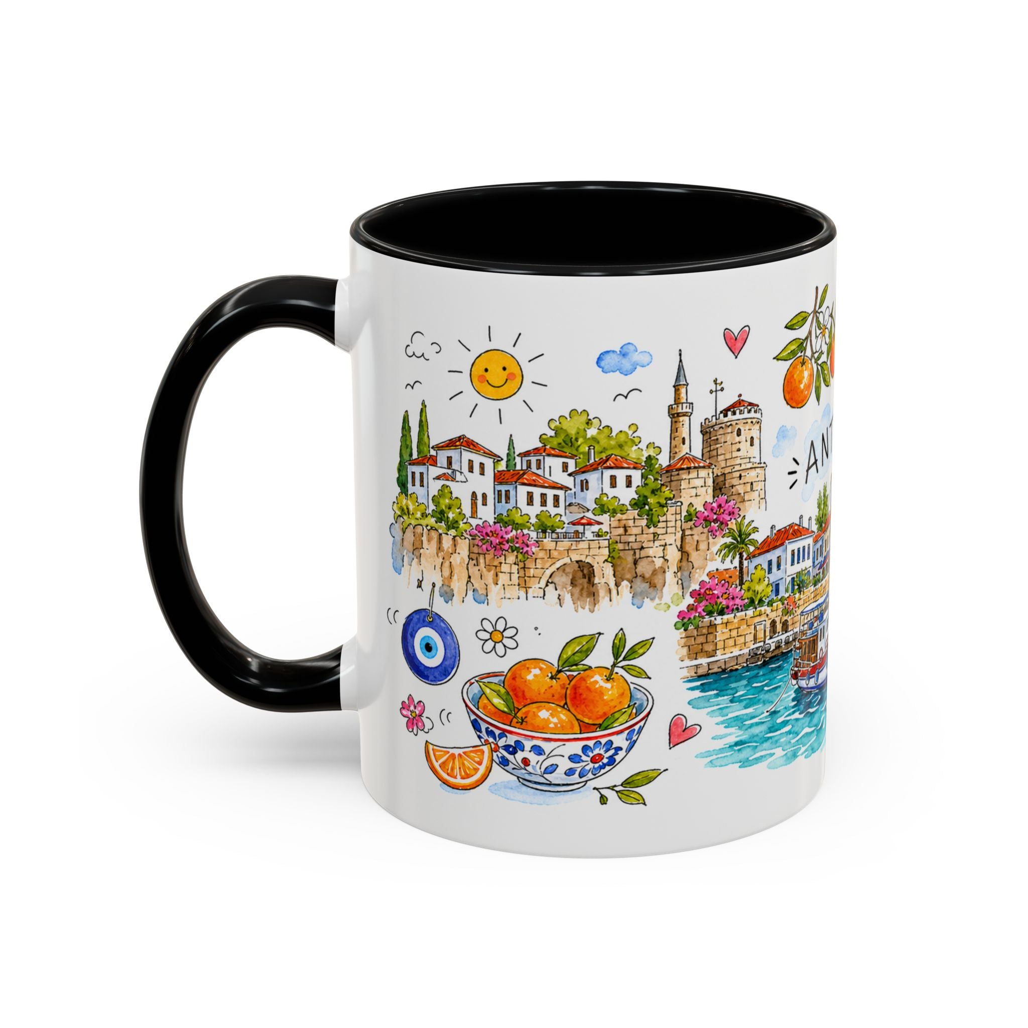 Antalya Travel Mug | European City Souvenir Accent Coffee Mug | 11oz 15oz Ceramic Cup