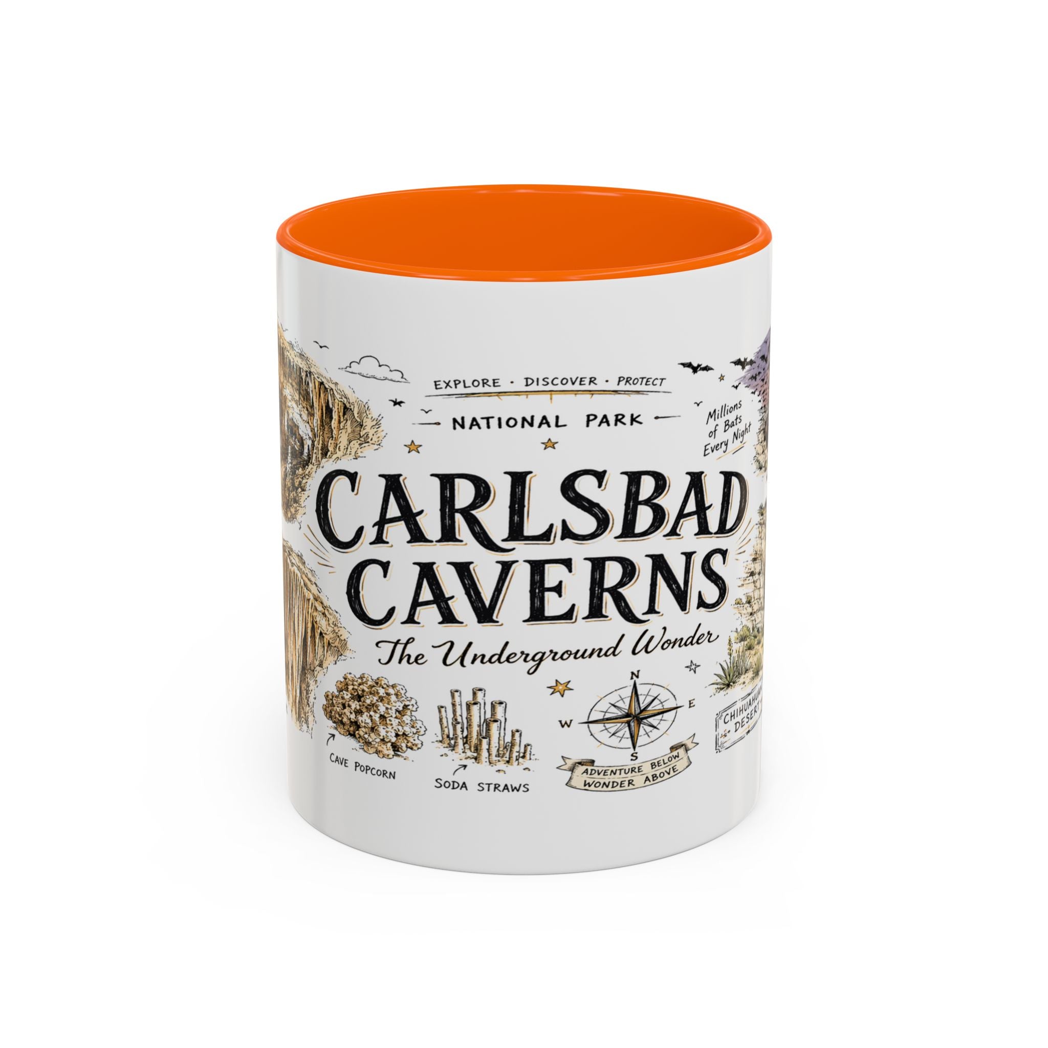 Carlsbad Caverns National Park Coffee Mug | New Mexico Cave Exploration Bat Gift | Accent Color Ceramic 11oz 15oz