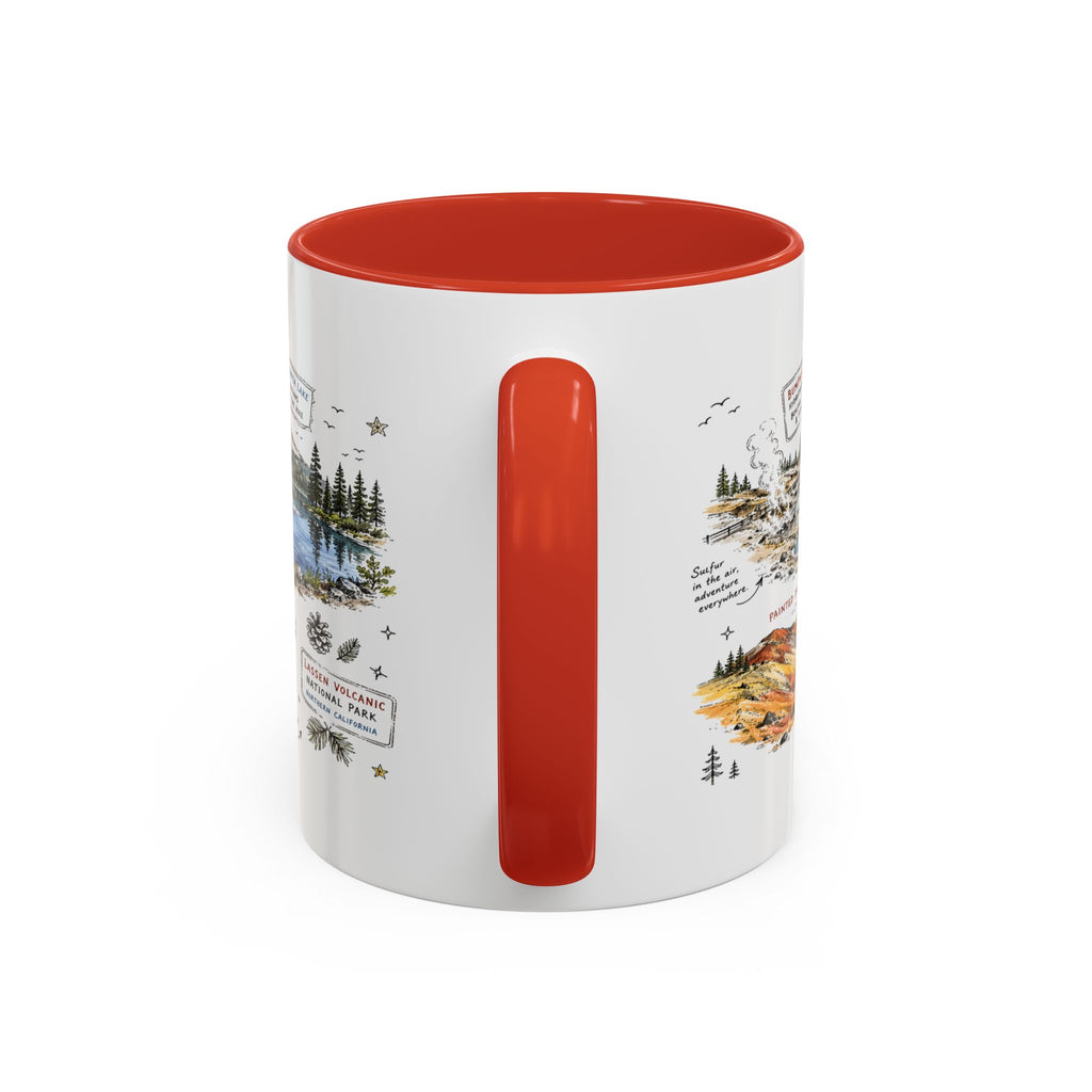 Lassen Volcanic National Park Coffee Mug | California Volcano Geothermal Hiking Gift | Accent Color Ceramic 11oz 15oz