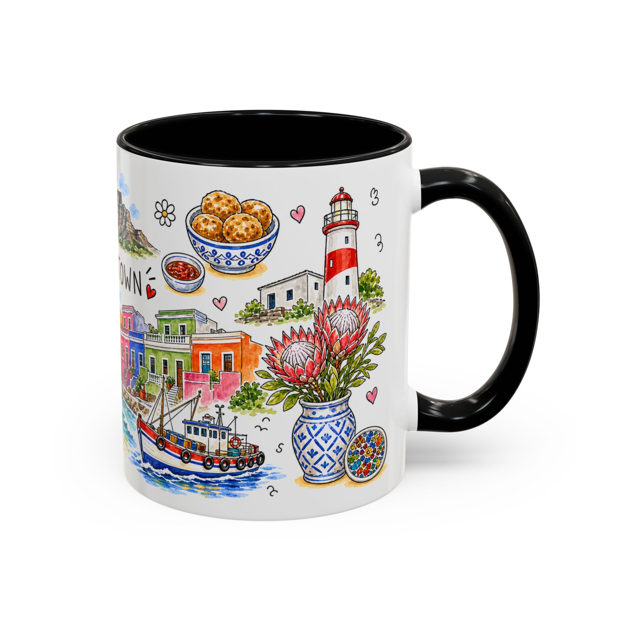 Cape Town Illustrated Travel Mug | City Souvenir Accent Coffee Mug | 11oz 15oz Ceramic Cup