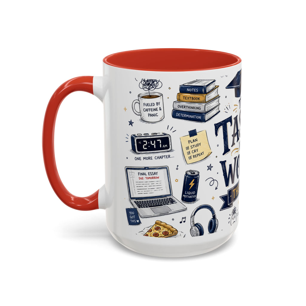 The Tassel Was Worth the Hassle Coffee Mug | Funny Graduation Gift 2026 | Accent Color Ceramic 11oz 15oz