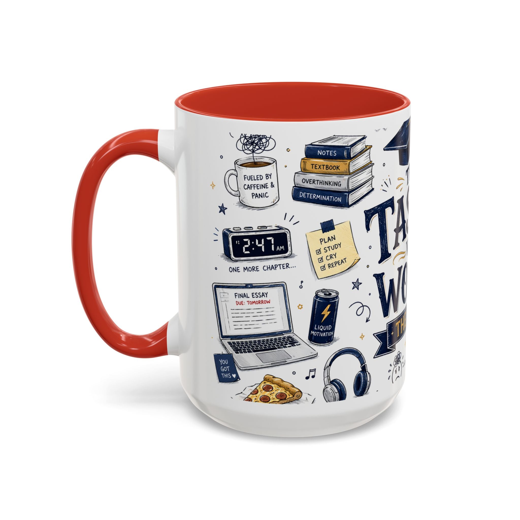 The Tassel Was Worth the Hassle Coffee Mug | Funny Graduation Gift 2026 | Accent Color Ceramic 11oz 15oz