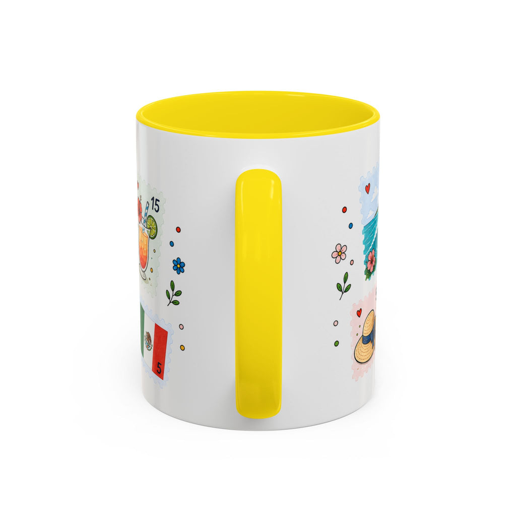 Cancun Coffee Mug | Postage Stamp Collage Mug | Travel Souvenir Accent Cup 11oz 15oz