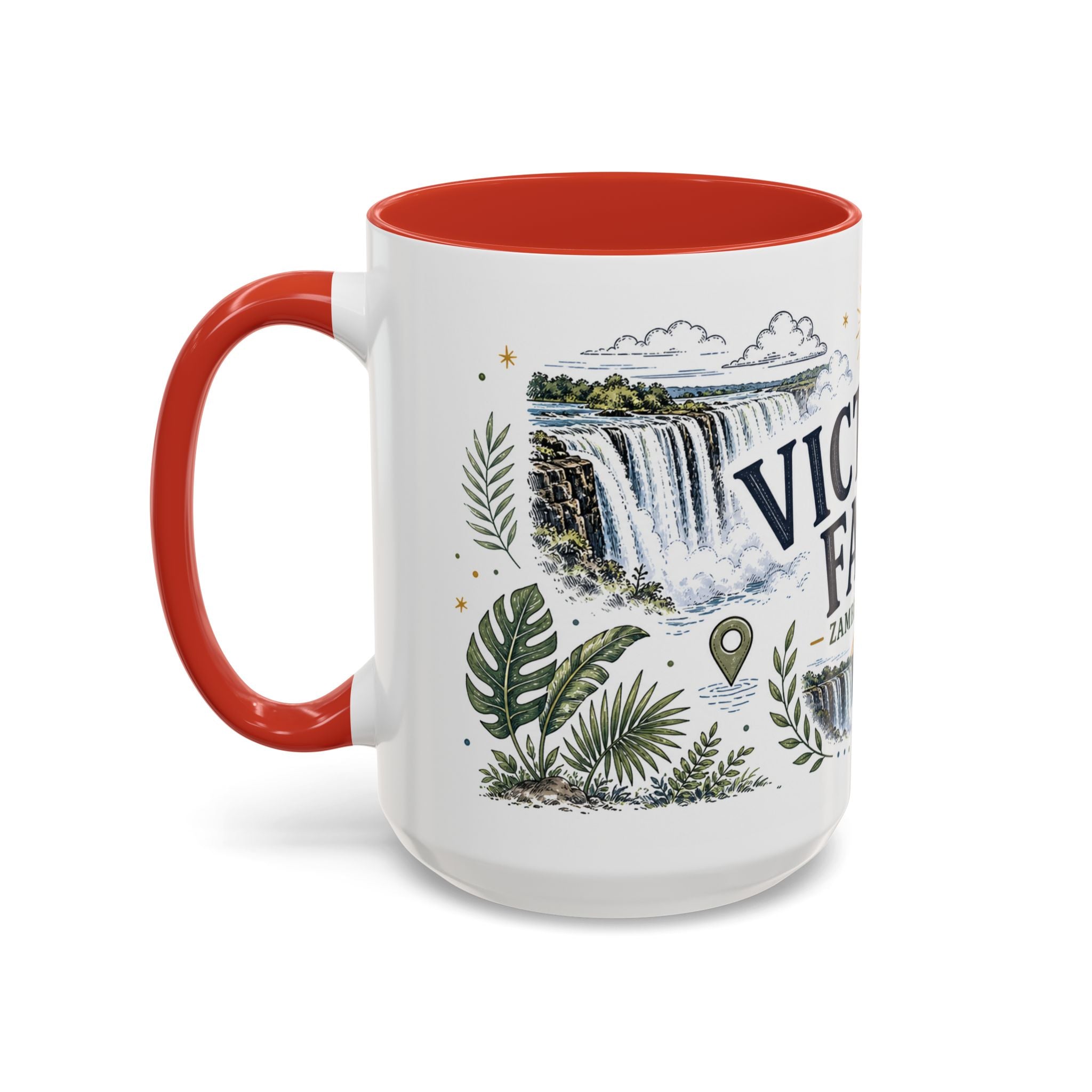 Victoria Falls Coffee Mug | Travel Destination Souvenir Gift | Accent Color Ceramic 11oz 15oz