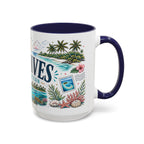 Maldives Coffee Mug | Travel Destination Souvenir Gift | Accent Color Ceramic 11oz 15oz