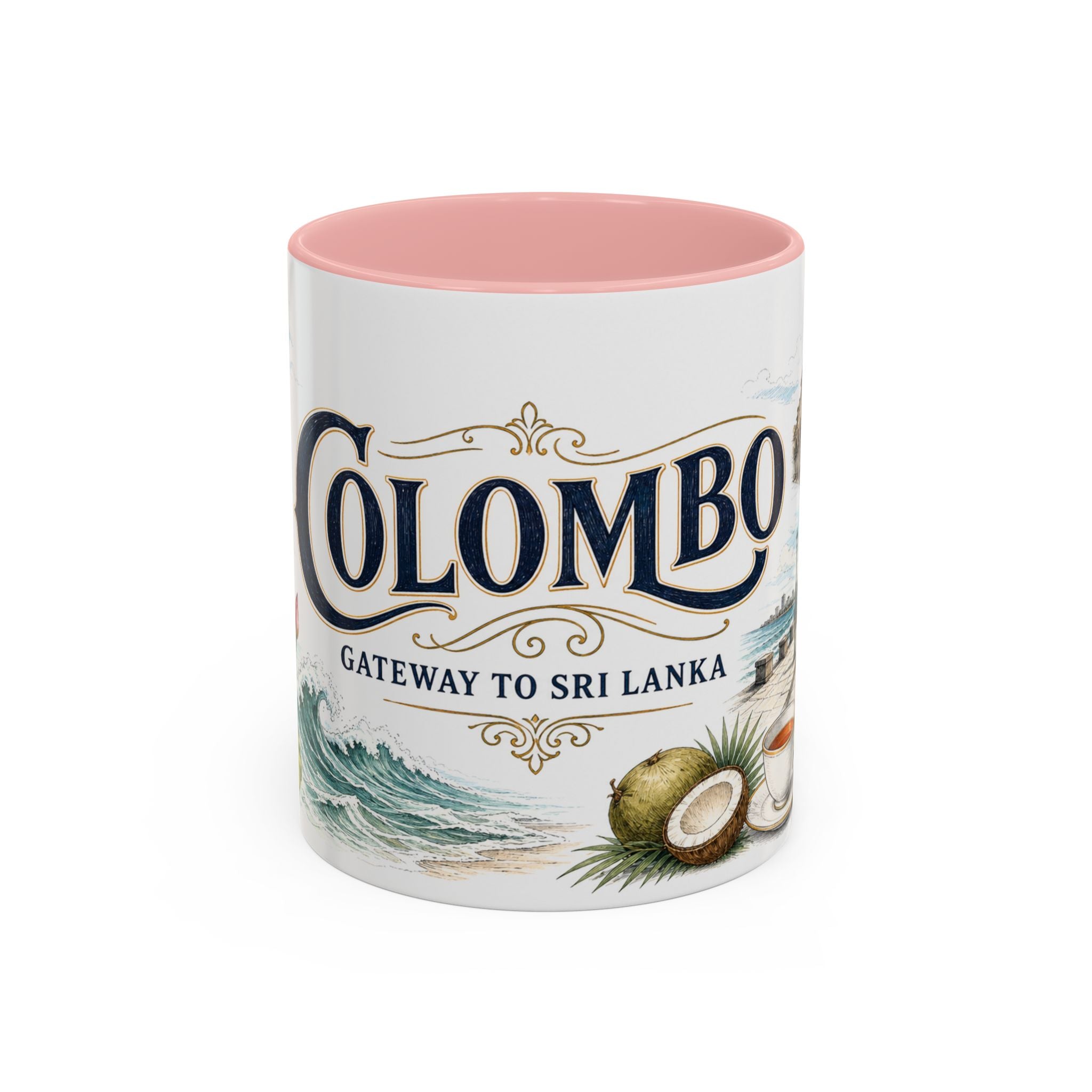 Colombo Coffee Mug | Sri Lanka Travel Souvenir | Vintage Illustrated City Gift | 11 oz 15 oz Accent Mug