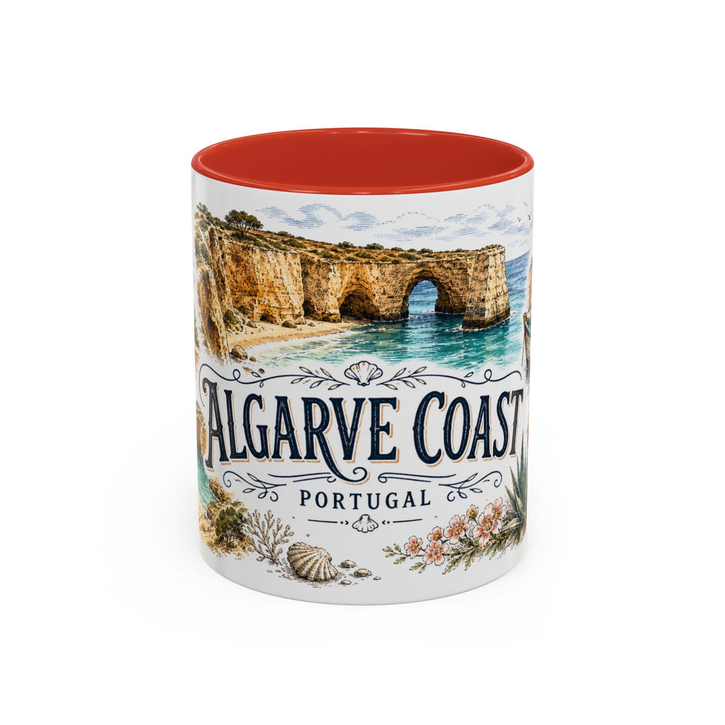 Algarve Coast Mug, Portugal Travel Souvenir, Bucket List Gift, Accent Ceramic Coffee Mug 11oz 15oz