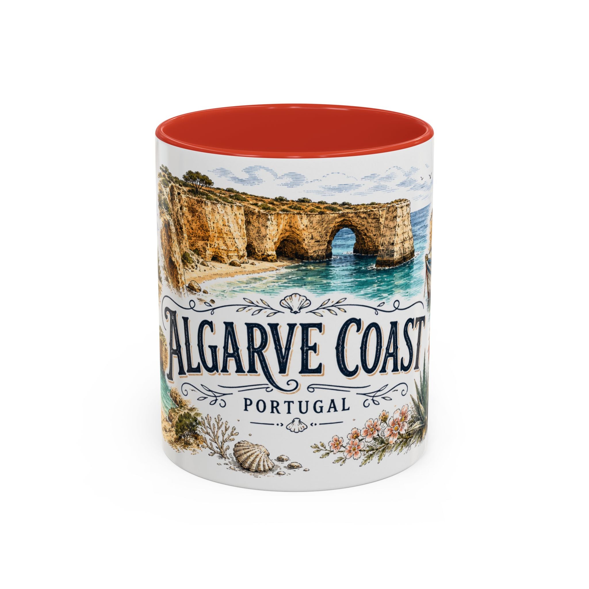 Algarve Coast Mug, Portugal Travel Souvenir, Bucket List Gift, Accent Ceramic Coffee Mug 11oz 15oz