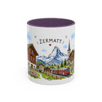 Zermatt Illustrated Travel Mug | Switzerland Souvenir Accent Coffee Mug | 11oz 15oz Ceramic Cup