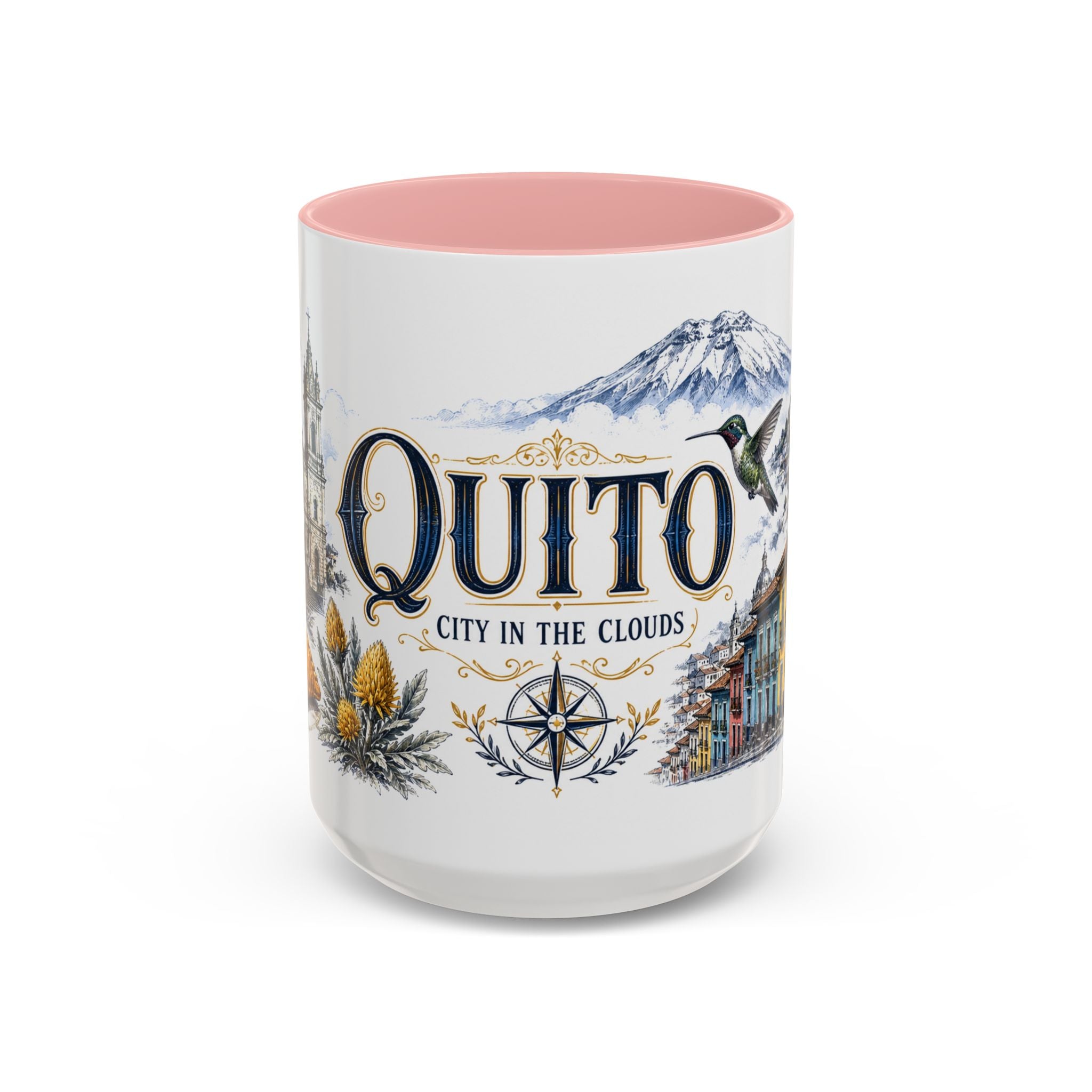 Quito Coffee Mug | Ecuador Travel Souvenir | Vintage Illustrated City Gift | 11 oz 15 oz Accent Mug