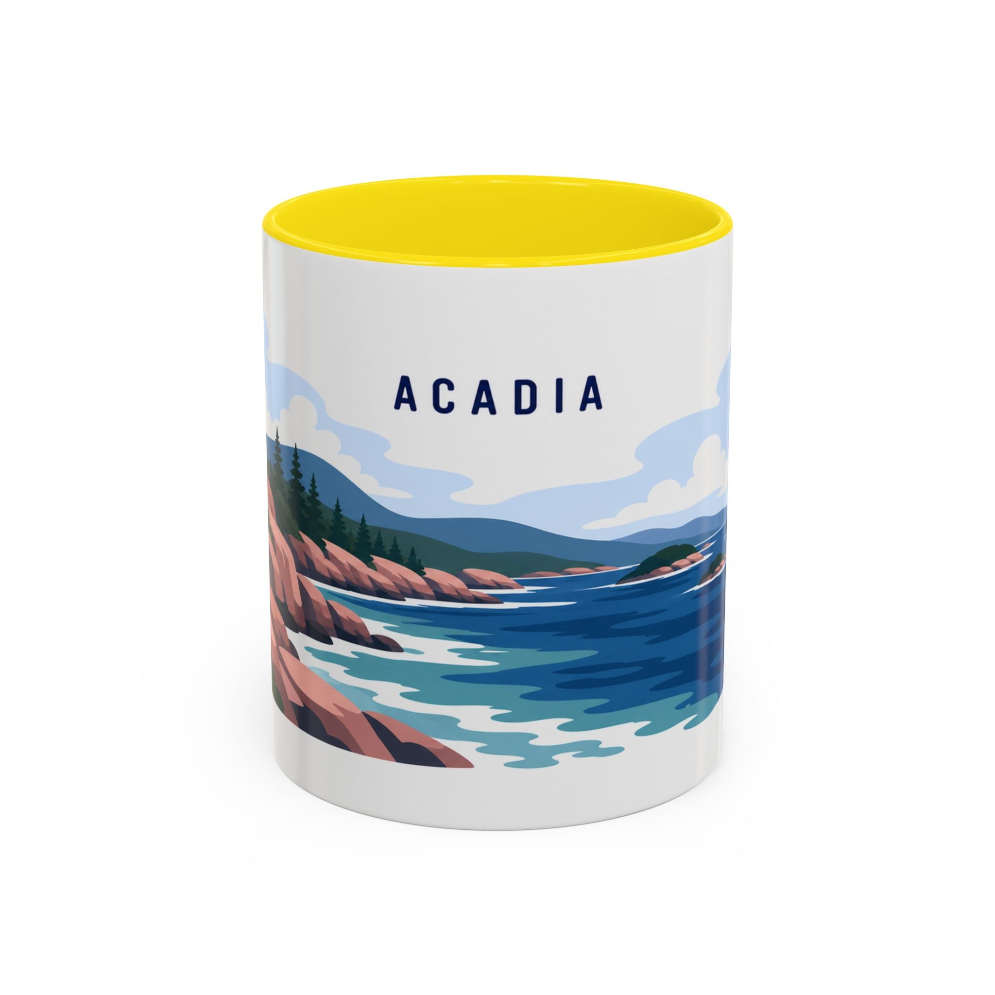 Acadia National Park Coffee Mug | Solid Color Block Park Souvenir | 11oz 15oz Accent Mug