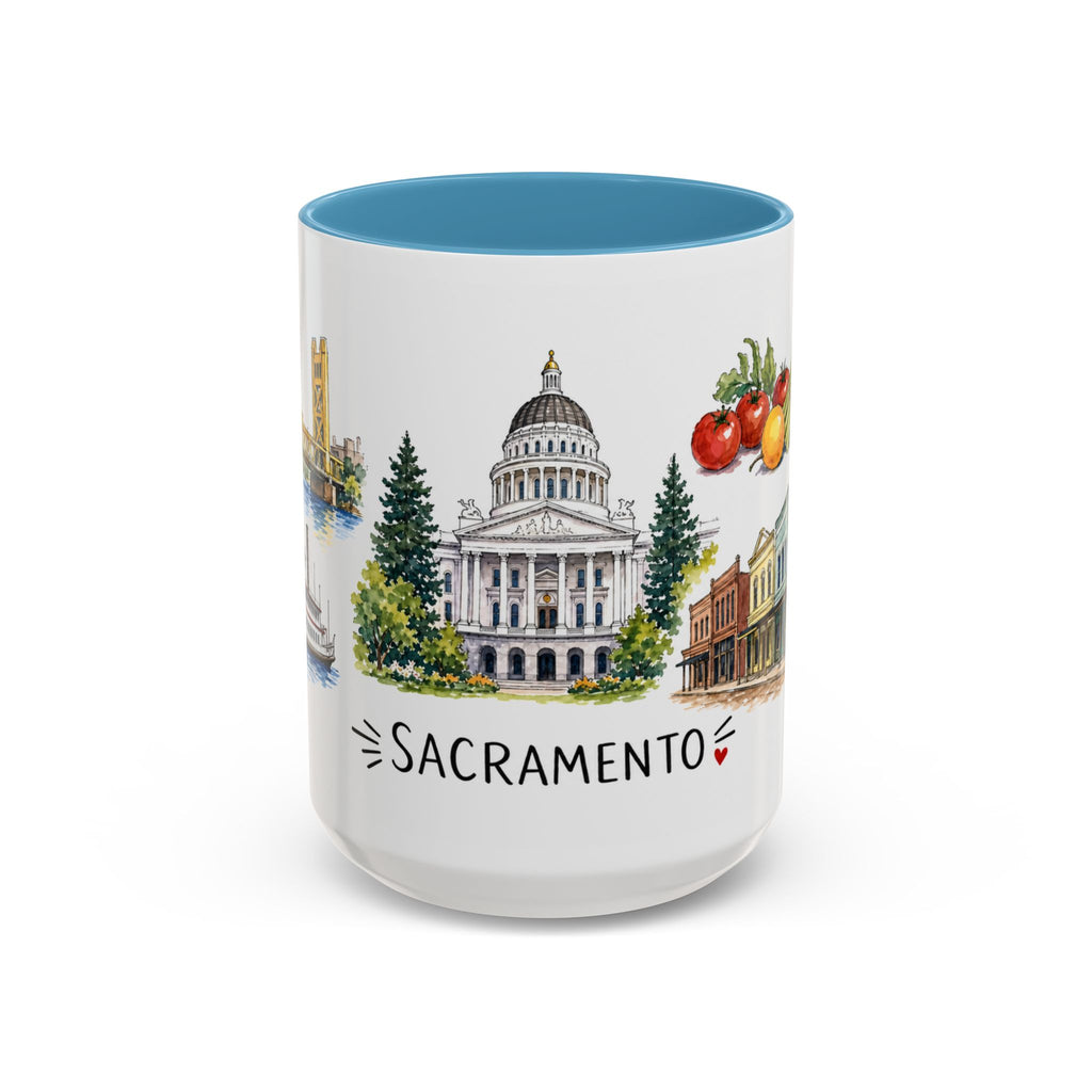 Sacramento Illustrated Travel Mug | City Souvenir Accent Coffee Mug | 11oz 15oz Ceramic Cup