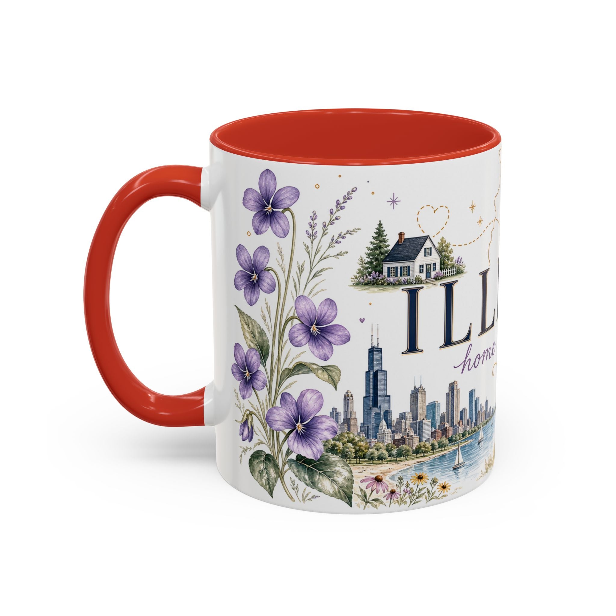 Illinois State Map Mug | Botanical Travel Sketch, Moving Away Gift (11oz 15oz)